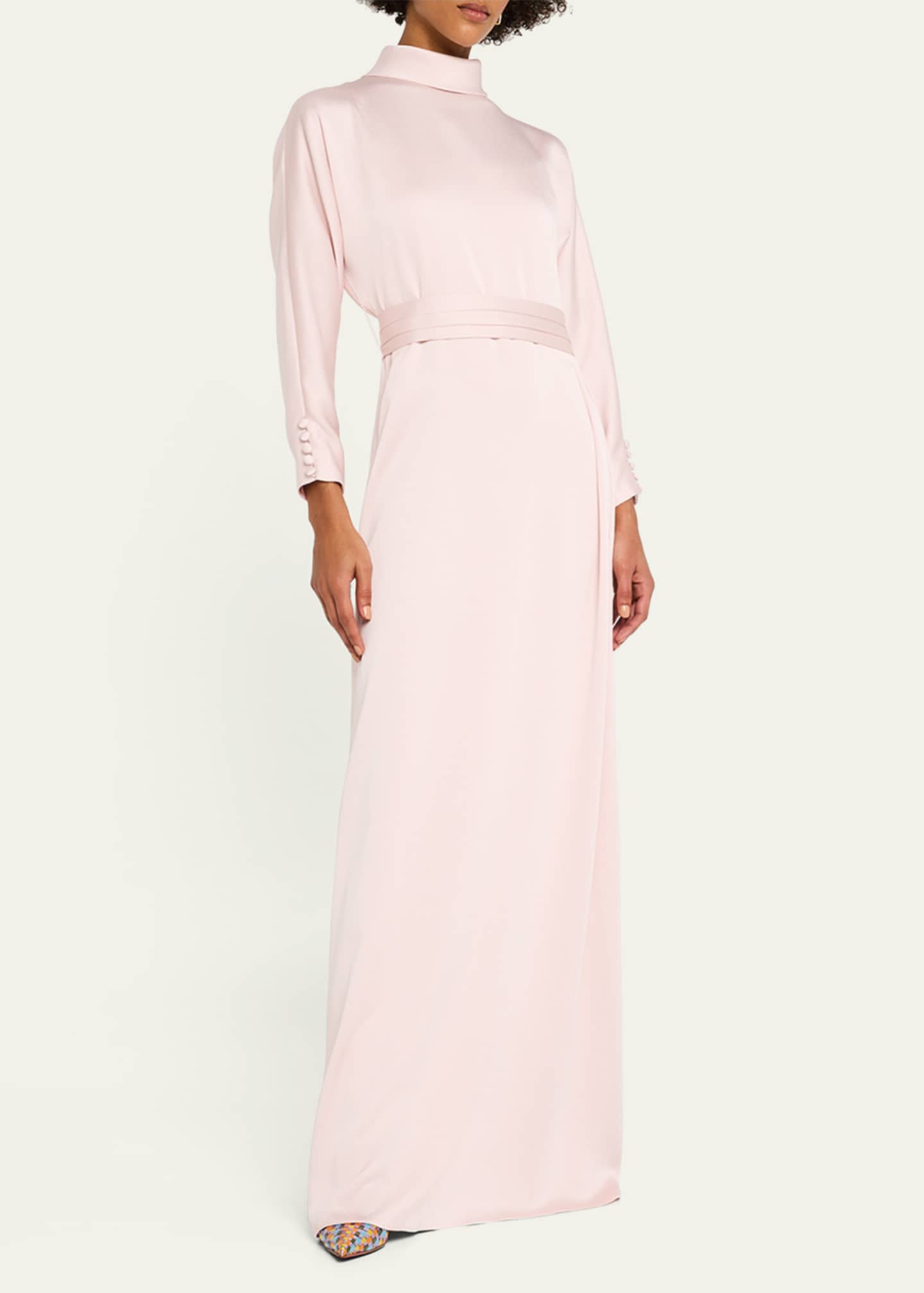 Rickie Freeman for Teri Jon Mock-Neck Crepe Back Satin Gown Image 2 of 5