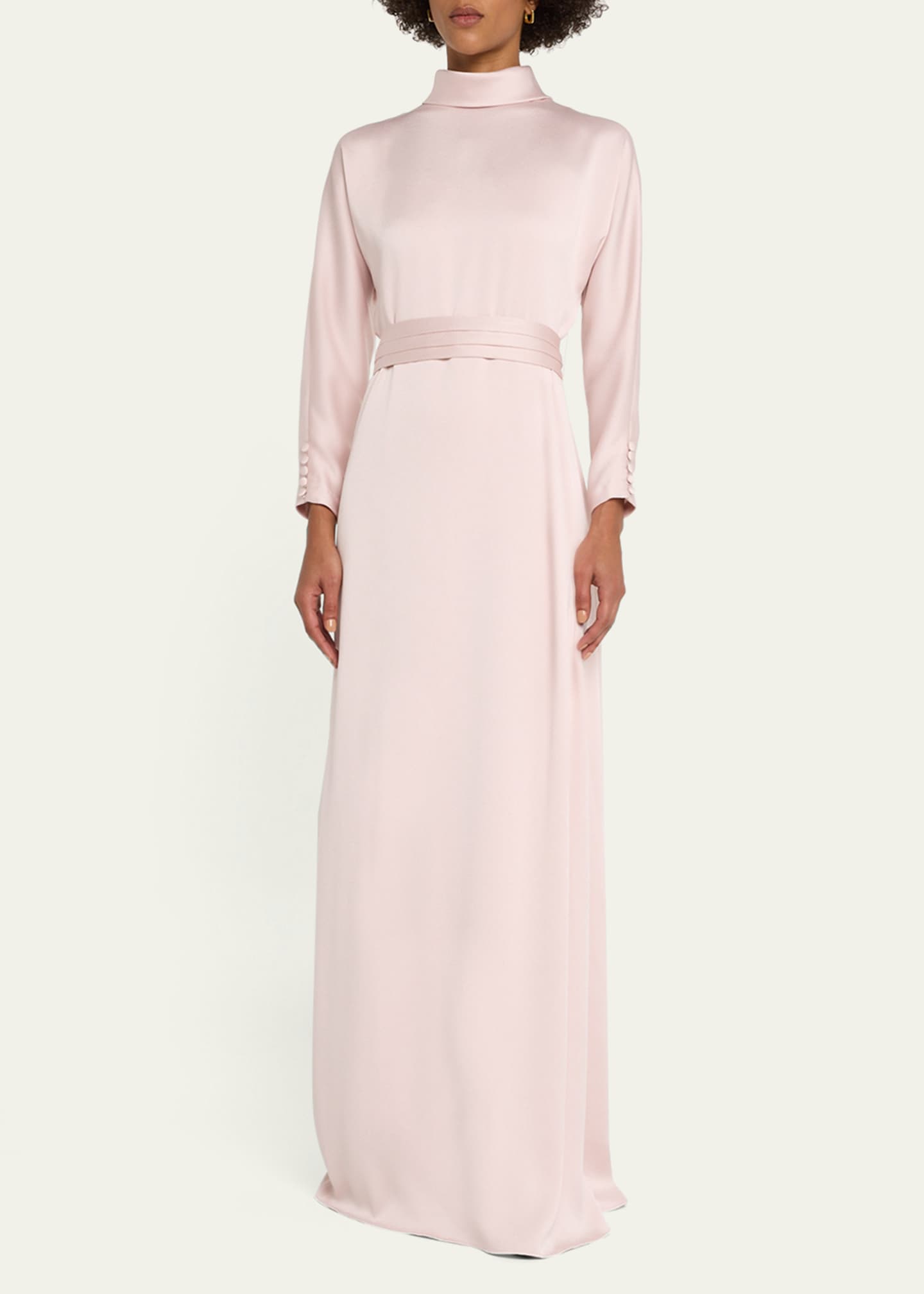 Rickie Freeman for Teri Jon Mock-Neck Crepe Back Satin Gown Image 4 of 5