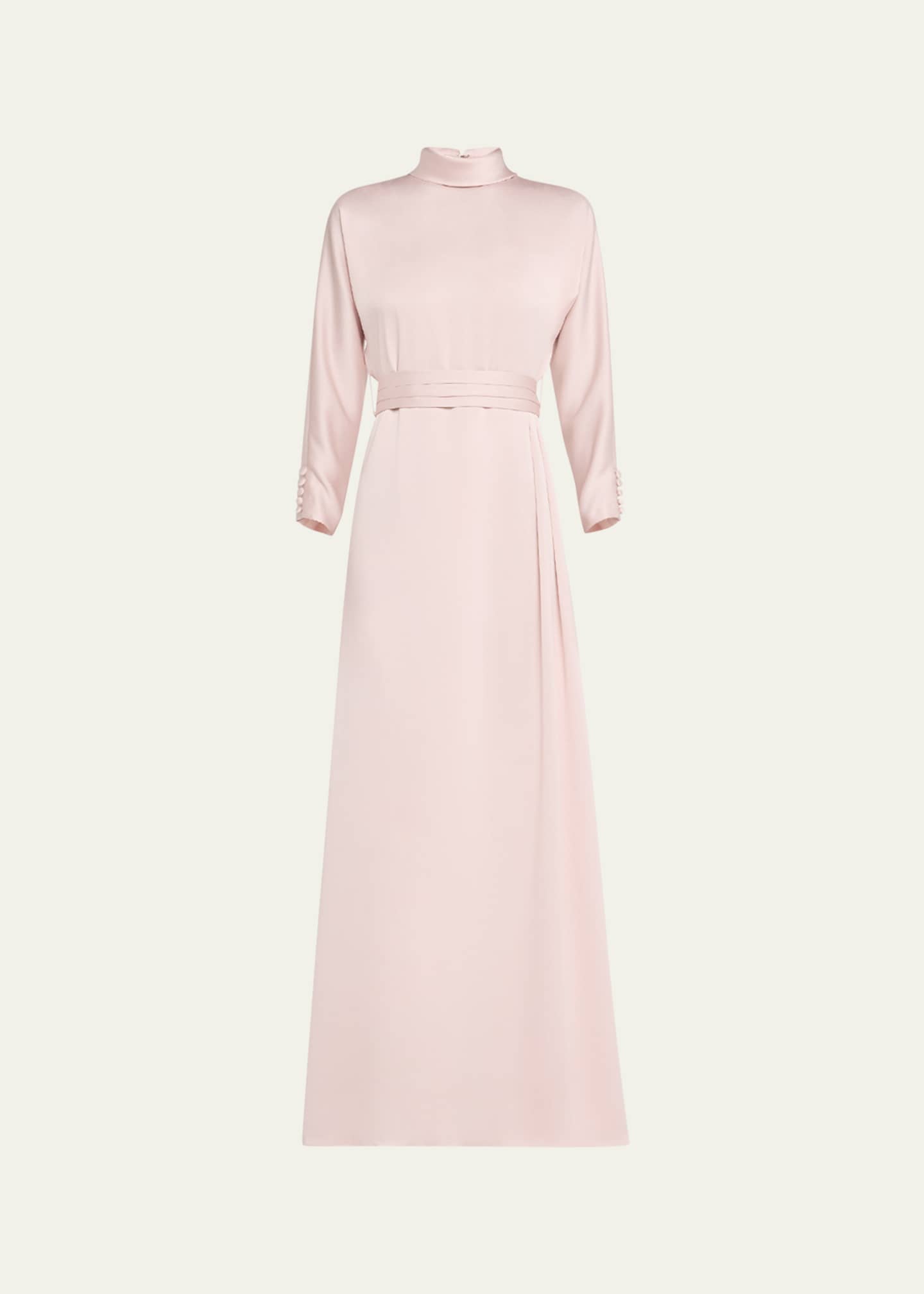 Rickie Freeman for Teri Jon Mock-Neck Crepe Back Satin Gown Image 1 of 5