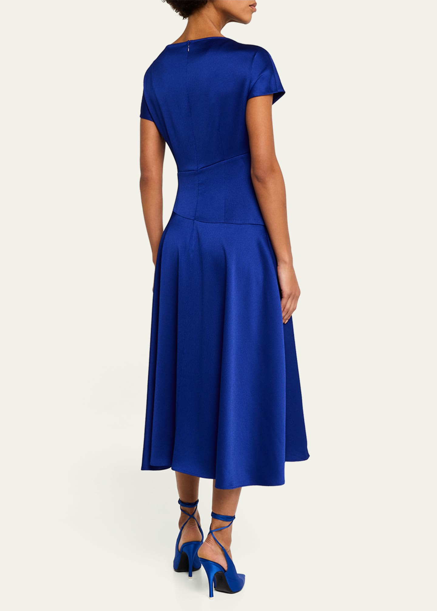 Rickie Freeman for Teri Jon Pleated Hammered Satin Midi Dress Image 3 of 5