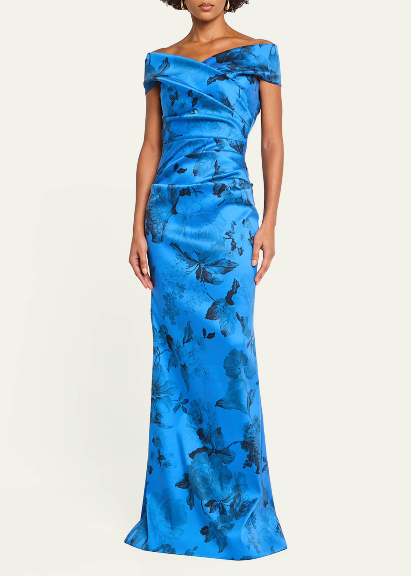 Rickie Freeman for Teri Jon Off-Shoulder Gazar Column Gown Image 2 of 5