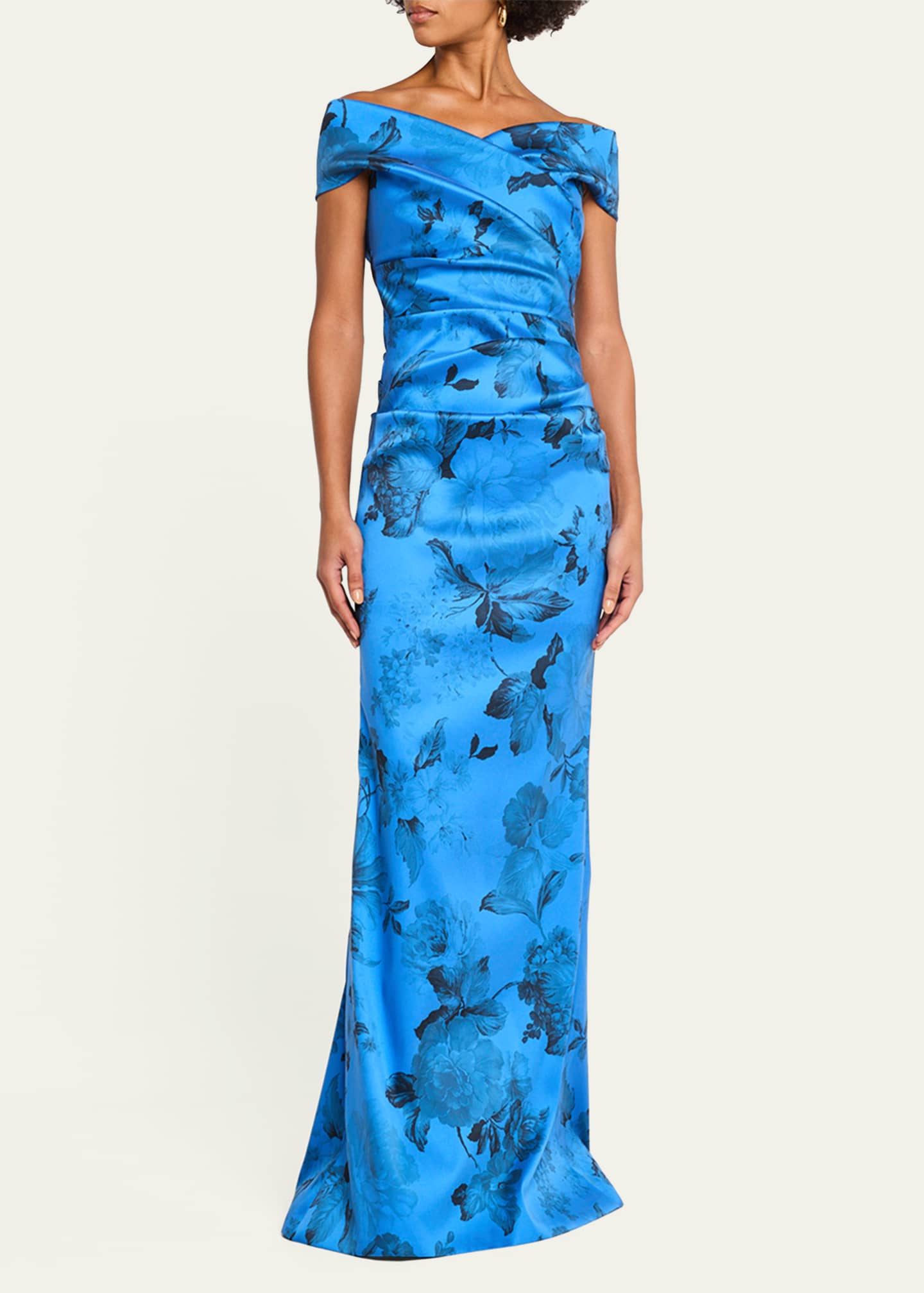 Rickie Freeman for Teri Jon Off-Shoulder Gazar Column Gown Image 4 of 5