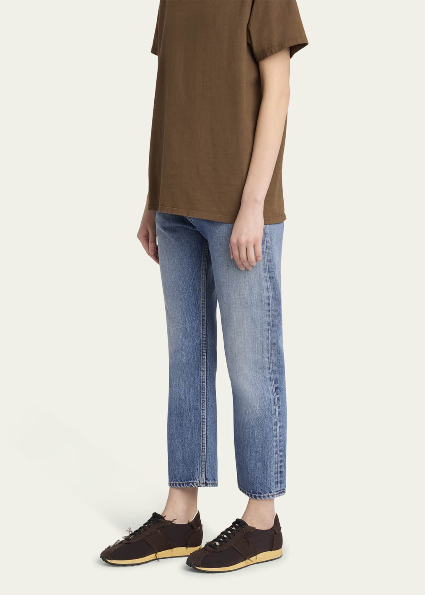 THE ROW Mica Distressed Lace-Up Sneakers Image 2 of 5