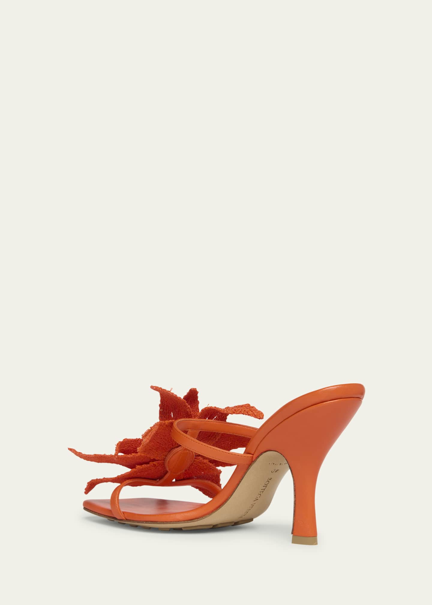 Bottega Veneta Adam Napa Sandals with Raffia Flower Image 4 of 5