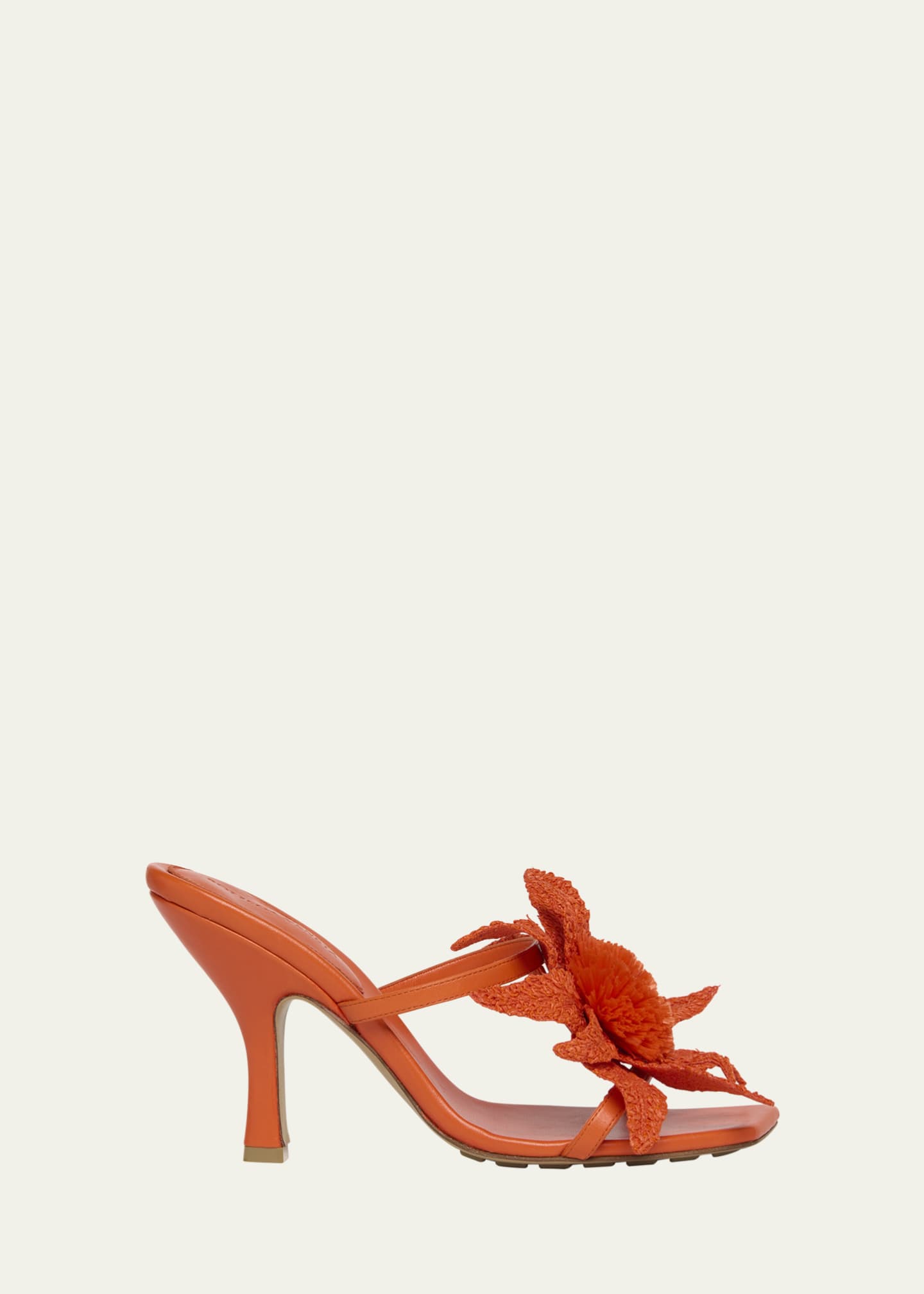Bottega Veneta Adam Napa Sandals with Raffia Flower Image 1 of 5