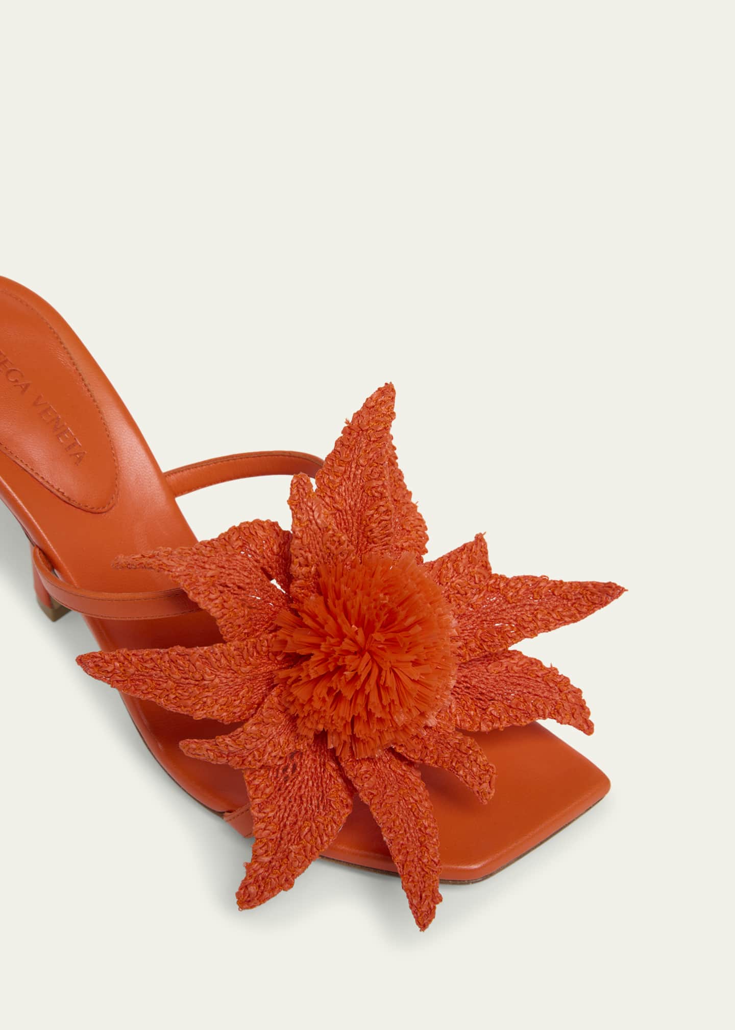 Bottega Veneta Adam Napa Sandals with Raffia Flower Image 5 of 5
