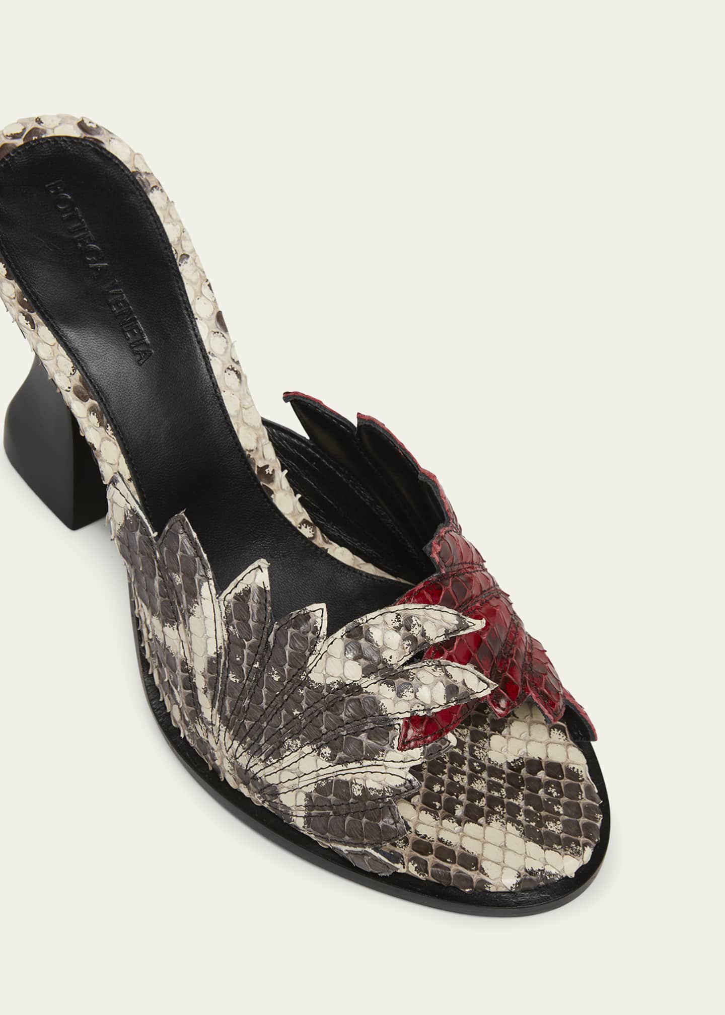Bottega Veneta Cha Cha Bicolor Anaconda Slide Sandals