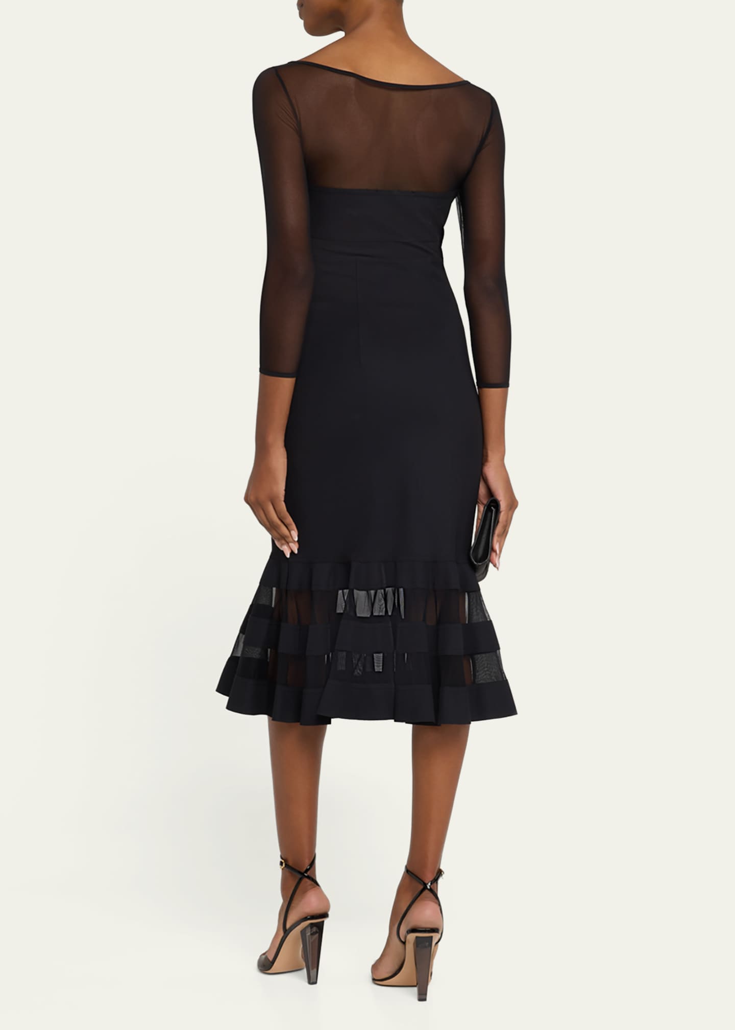 Chiara Boni La Petite Robe Boat-Neck Illusion Midi Dress Image 3 of 5
