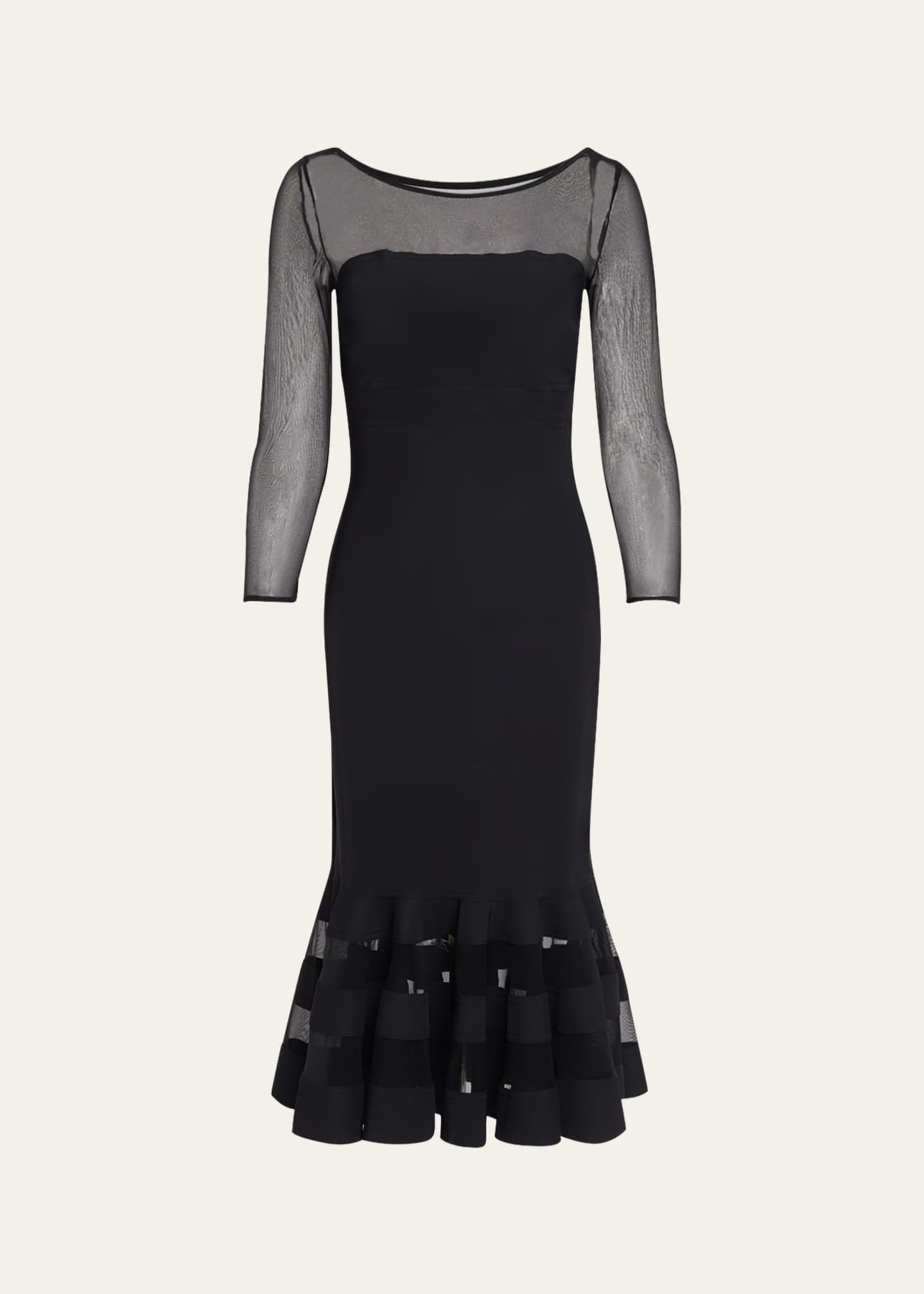 Chiara Boni La Petite Robe Boat-Neck Illusion Midi Dress Image 1 of 5