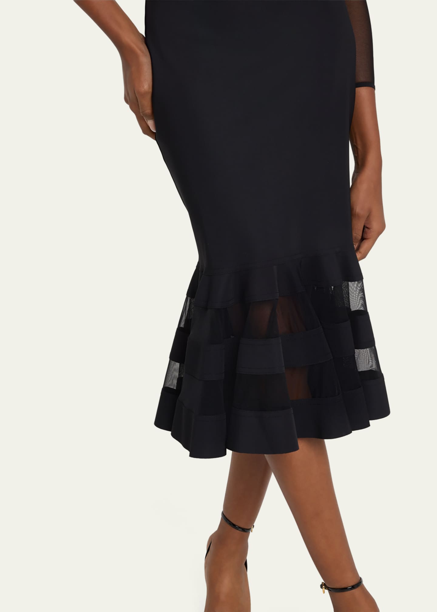 Chiara Boni La Petite Robe Boat-Neck Illusion Midi Dress Image 5 of 5
