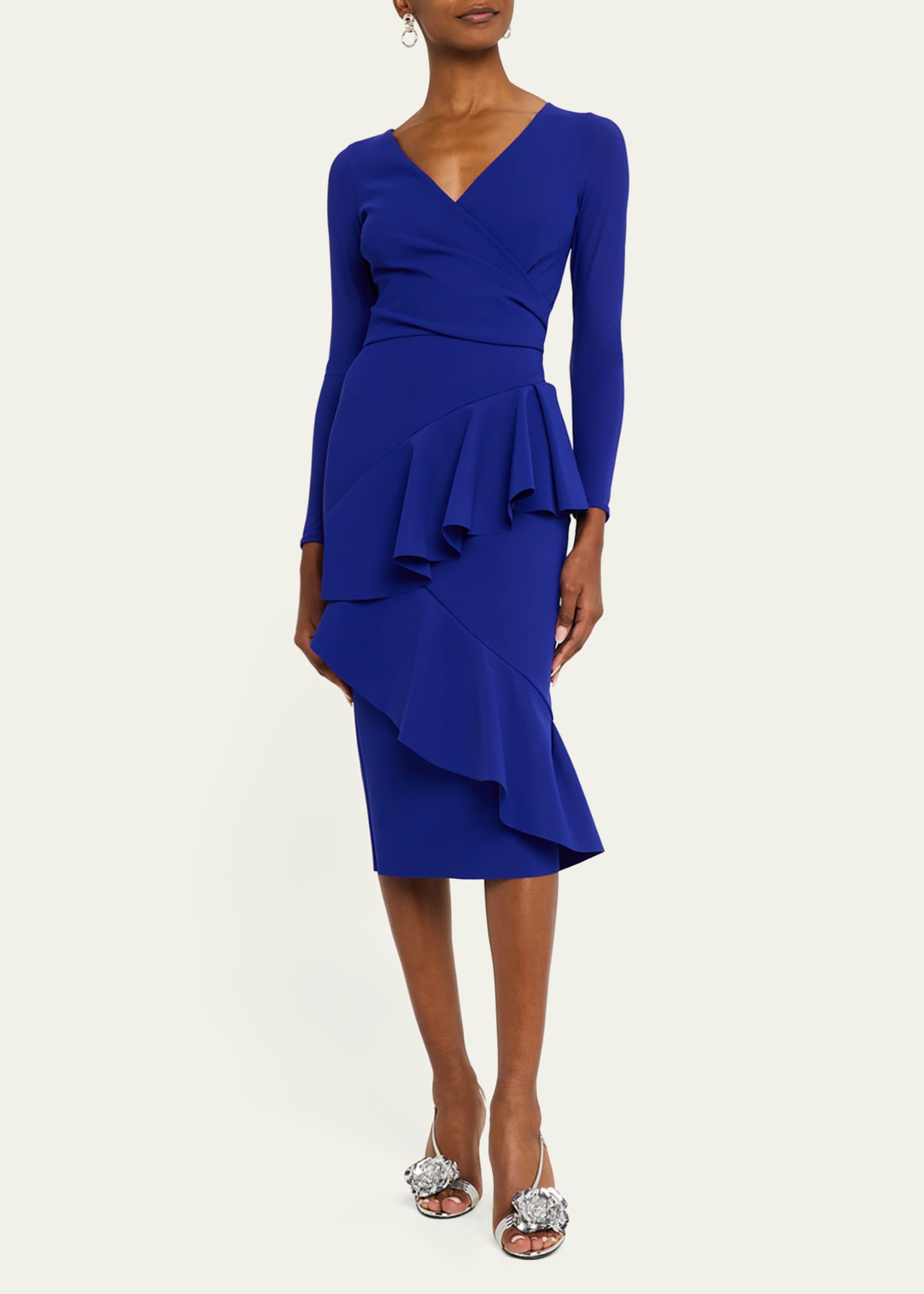 Chiara Boni La Petite Robe Bodycon Ruffle Midi Dress Image 2 of 5