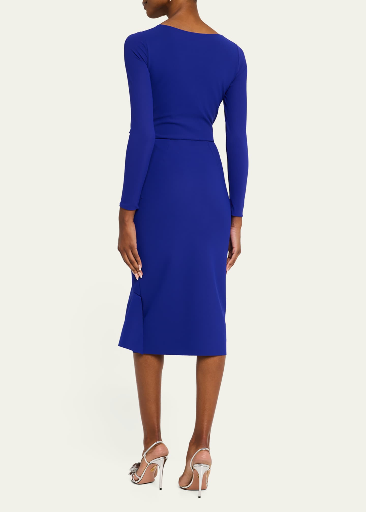 Chiara Boni La Petite Robe Bodycon Ruffle Midi Dress Image 3 of 5
