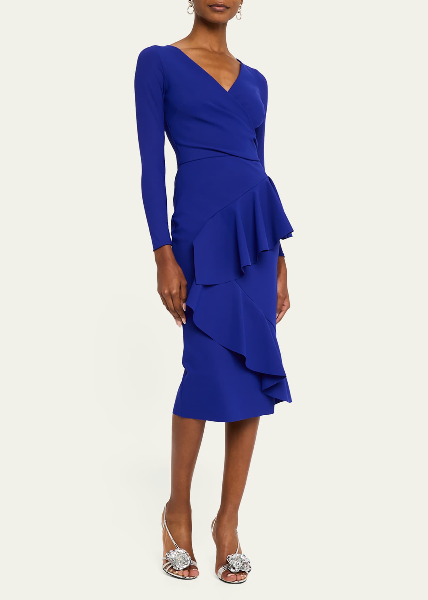 Chiara Boni La Petite Robe Bodycon Ruffle Midi Dress Image 4 of 5