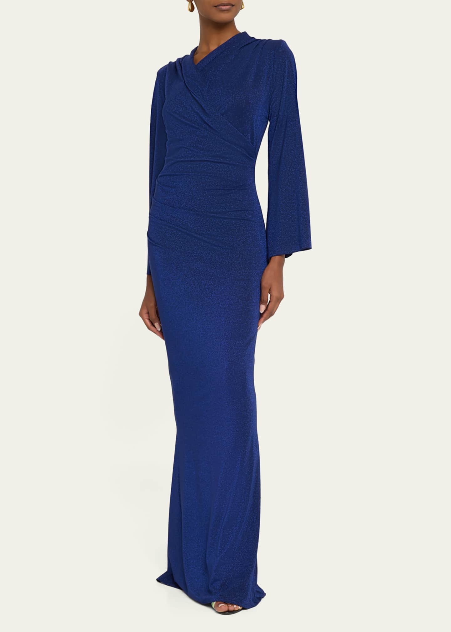 Stena Shimmer Draped Column Gown