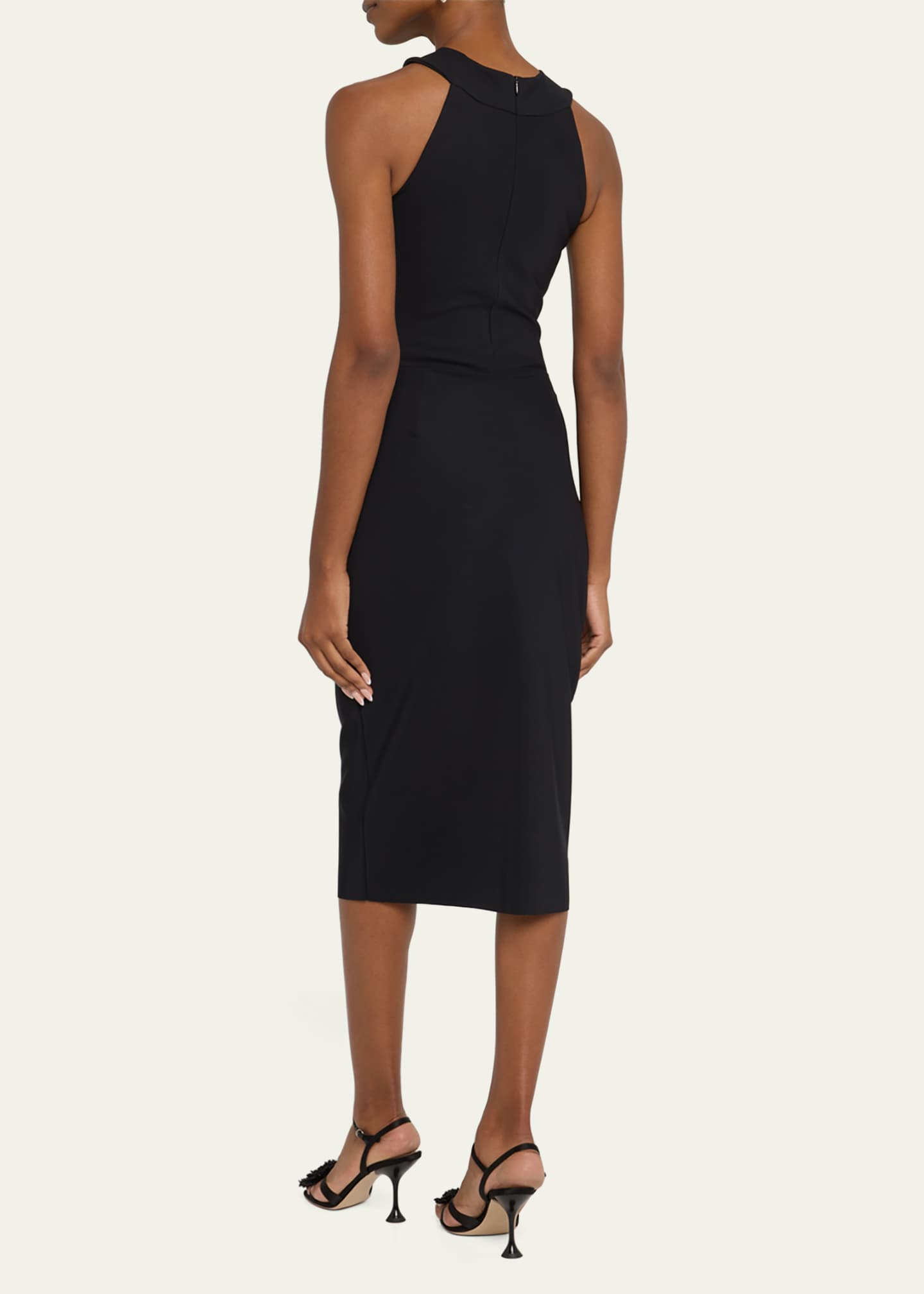 Chiara Boni La Petite Robe Bodycon Flower-Embellished Halter Midi Dress Image 3 of 5