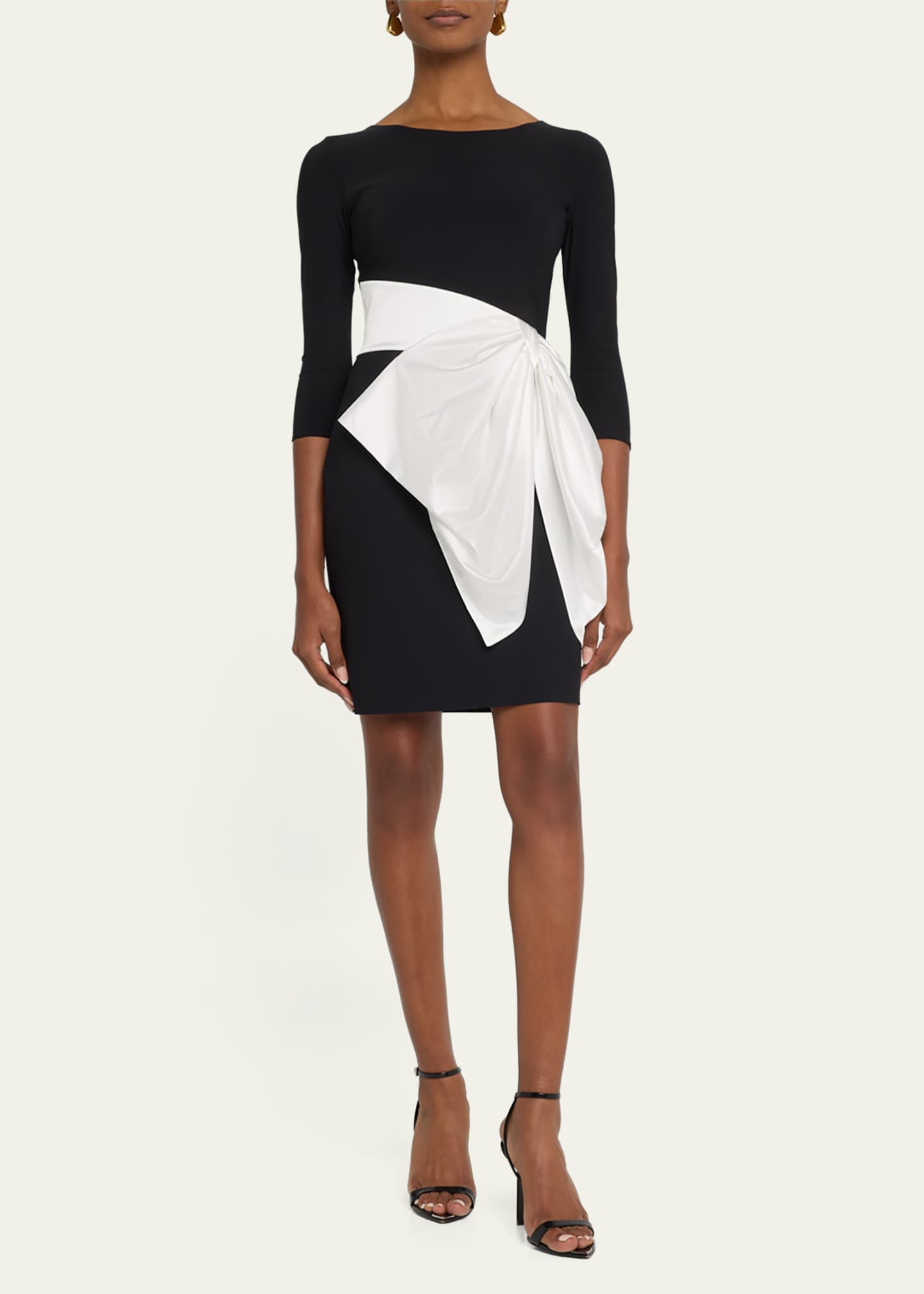 Chiara Boni La Petite Robe Boat-Neck Bow Mini Dress Image 4 of 5