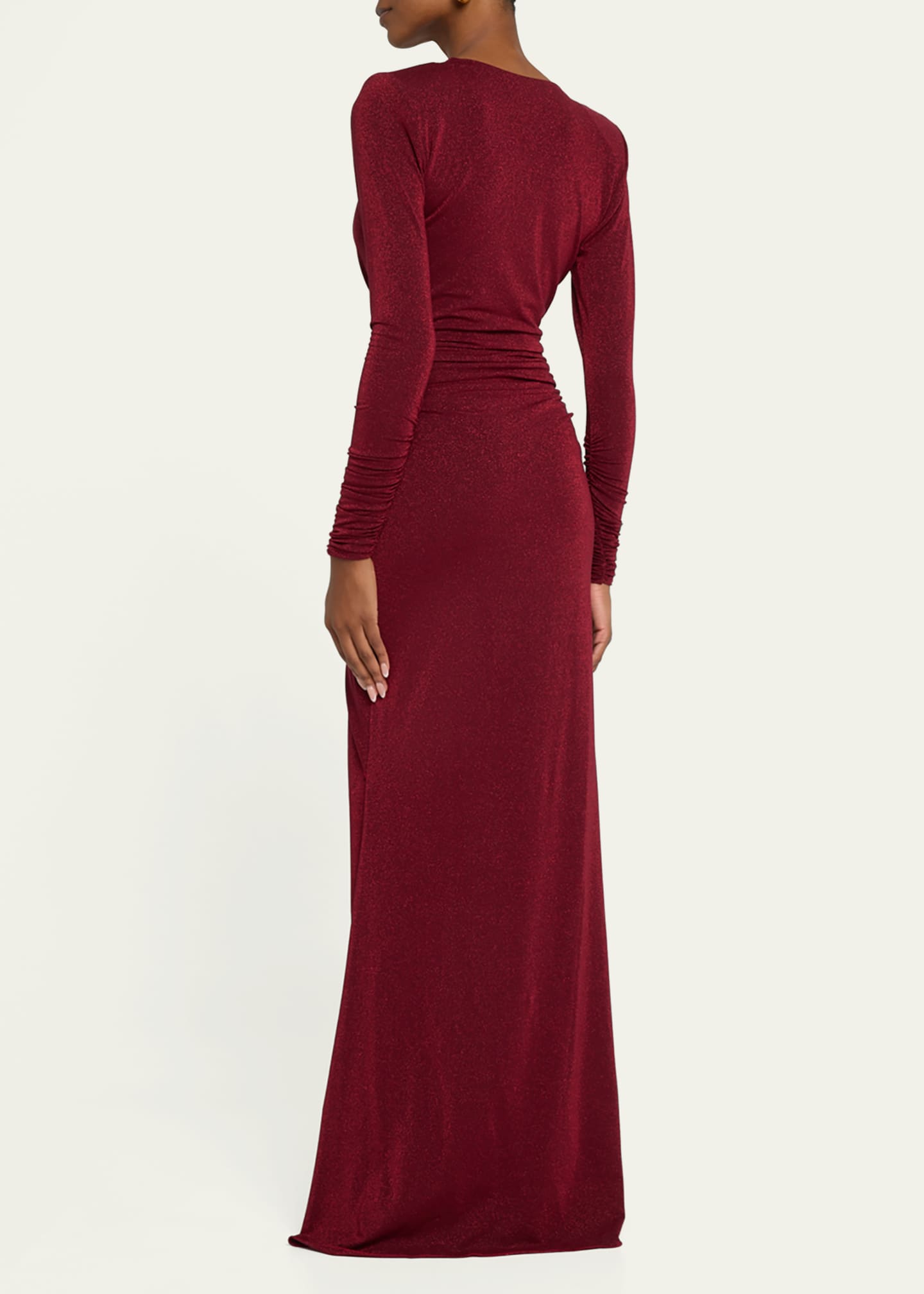 Chiara Boni La Petite Robe Deep V-Neck Shimmer Twist Gown Image 3 of 5