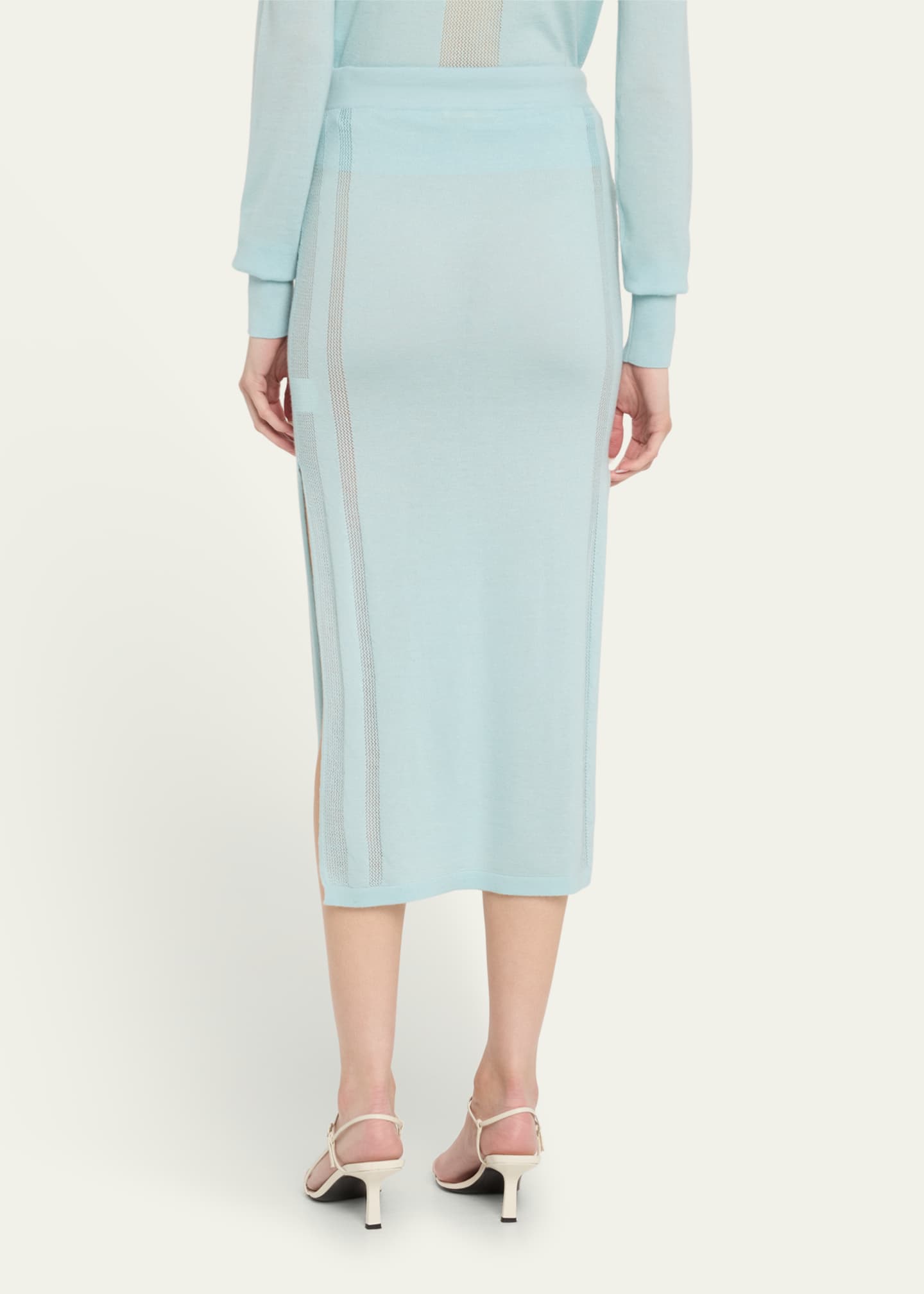 Diotima Brompton Drawstring Pointelle Cashmere Midi Skirt Image 3 of 5