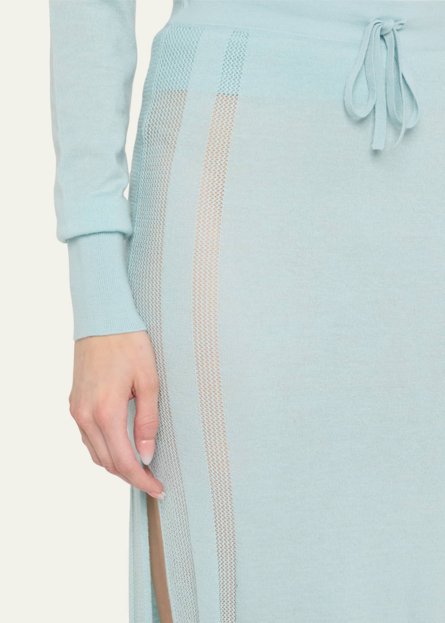 Diotima Brompton Drawstring Pointelle Cashmere Midi Skirt Image 5 of 5