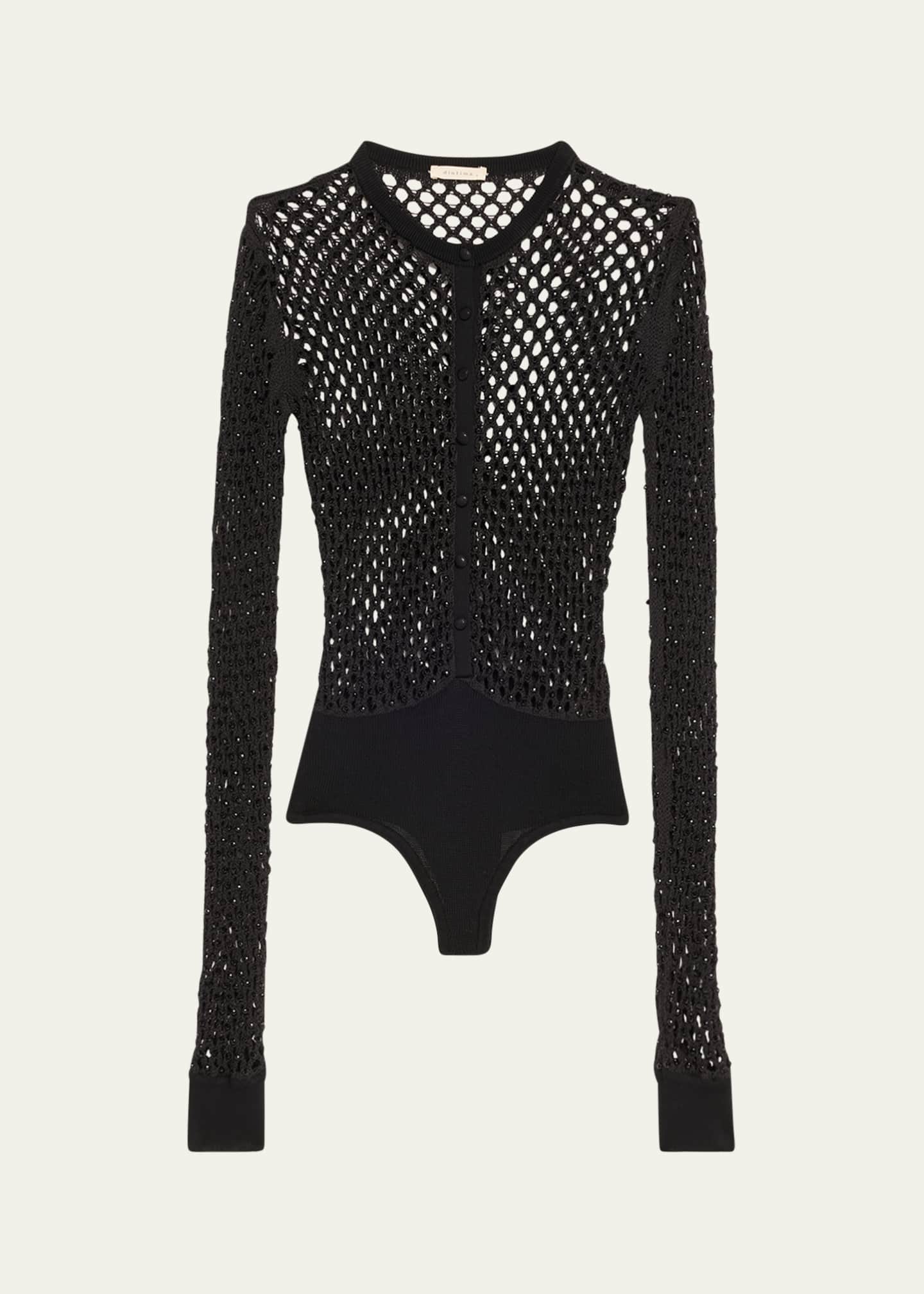 Diotima Zora Crystal Mesh Bodysuit Image 1 of 5