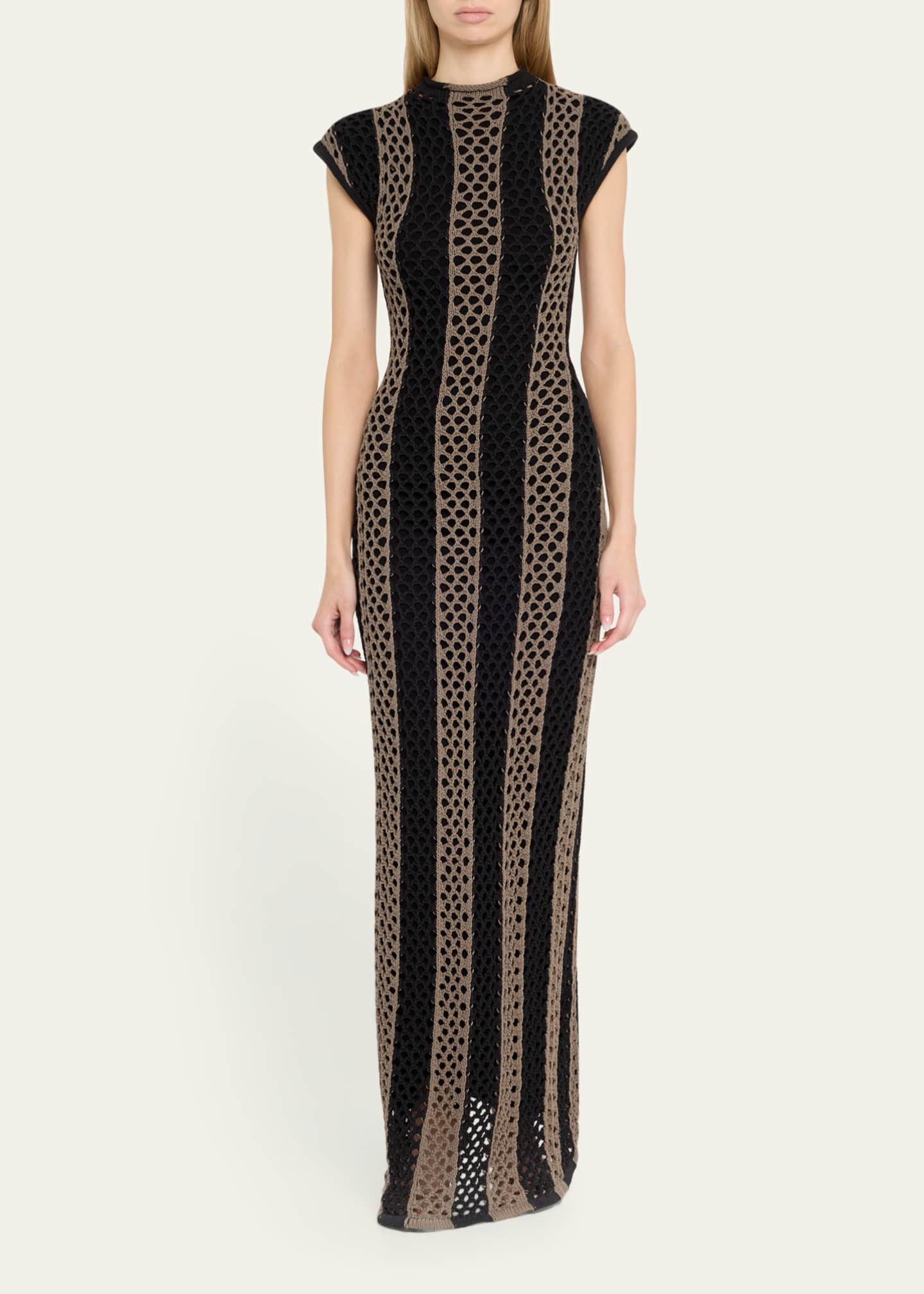 Diotima Neale Open-Knit Stripe Maxi Dress Image 2 of 5