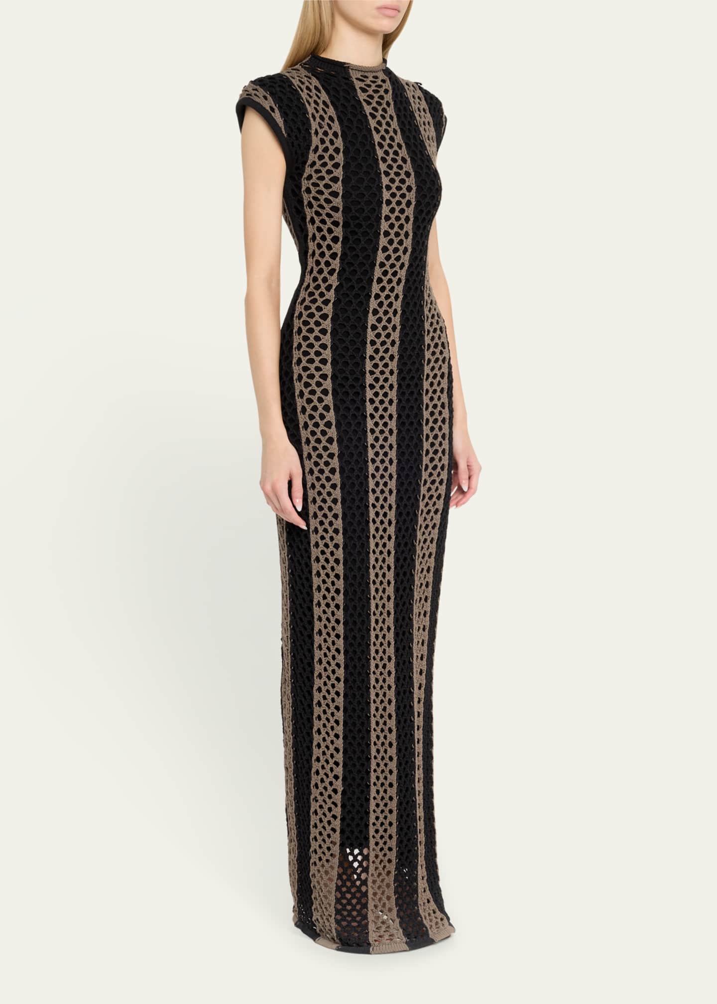 Diotima Neale Open-Knit Stripe Maxi Dress Image 4 of 5