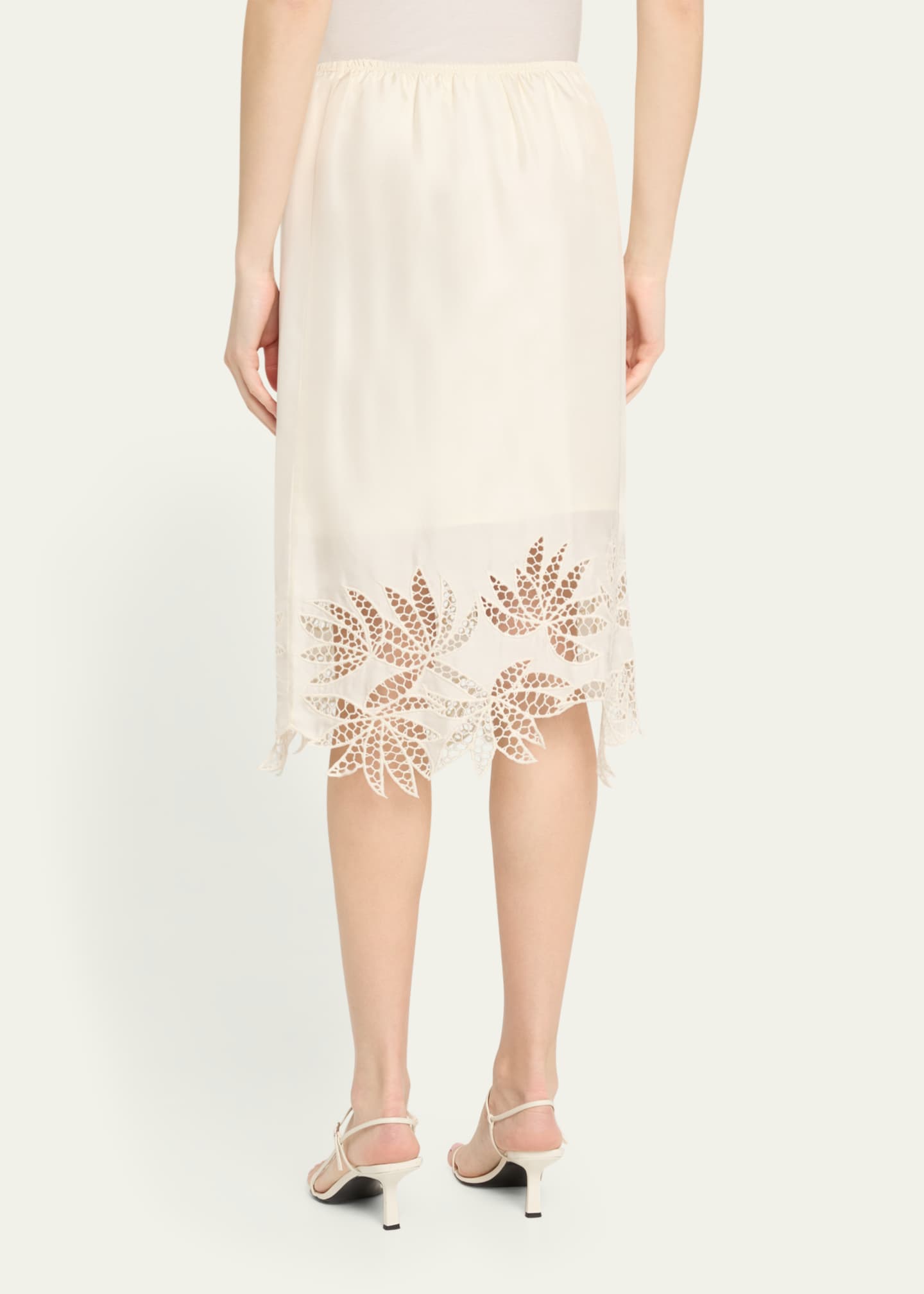 Coverley Floral Cutout Silk Twill Midi Skirt - Thumbnail 3