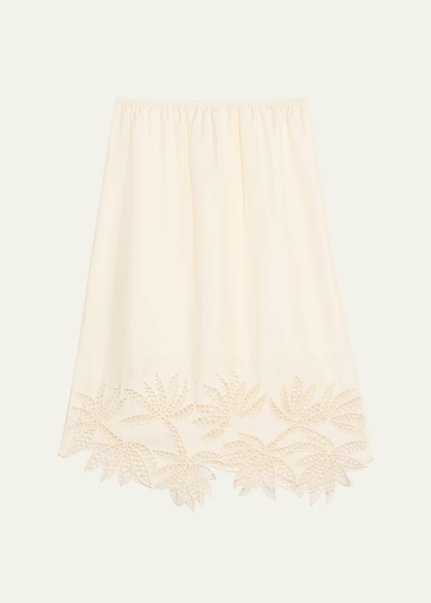 Coverley Floral Cutout Silk Twill Midi Skirt