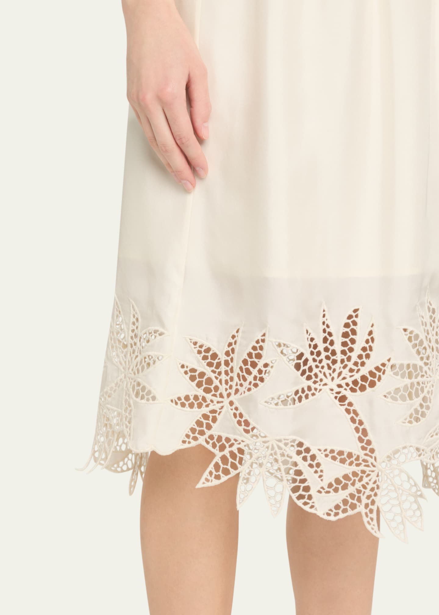 Coverley Floral Cutout Silk Twill Midi Skirt - Thumbnail 5