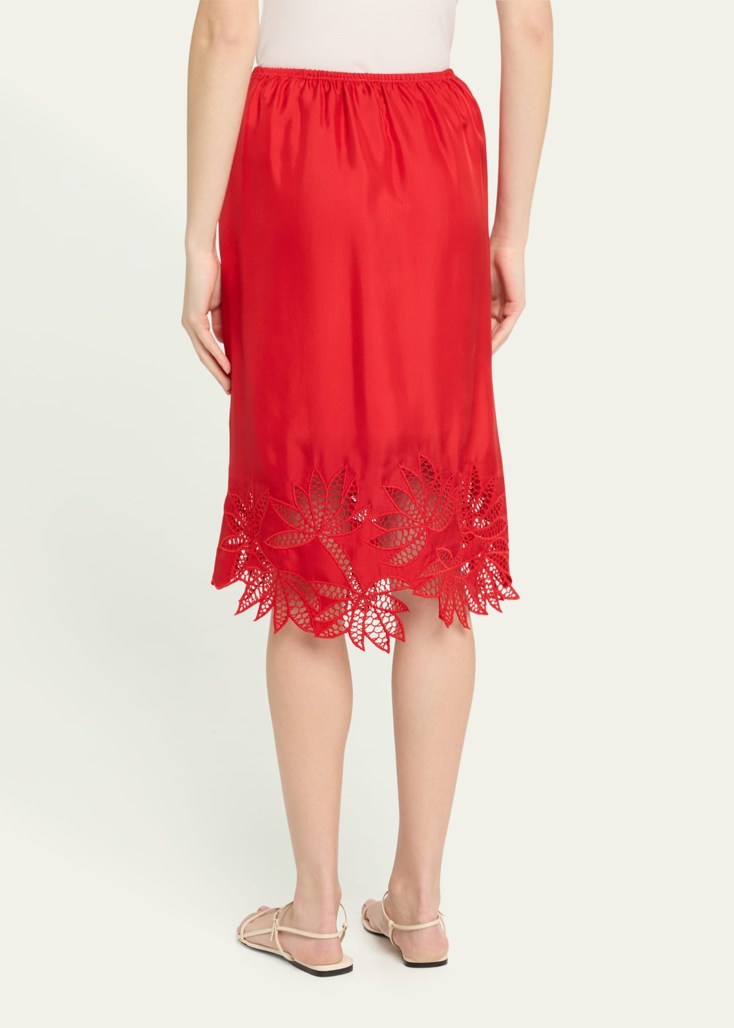 Diotima Coverley Floral Cutout Silk Twill Midi Skirt Image 3 of 5