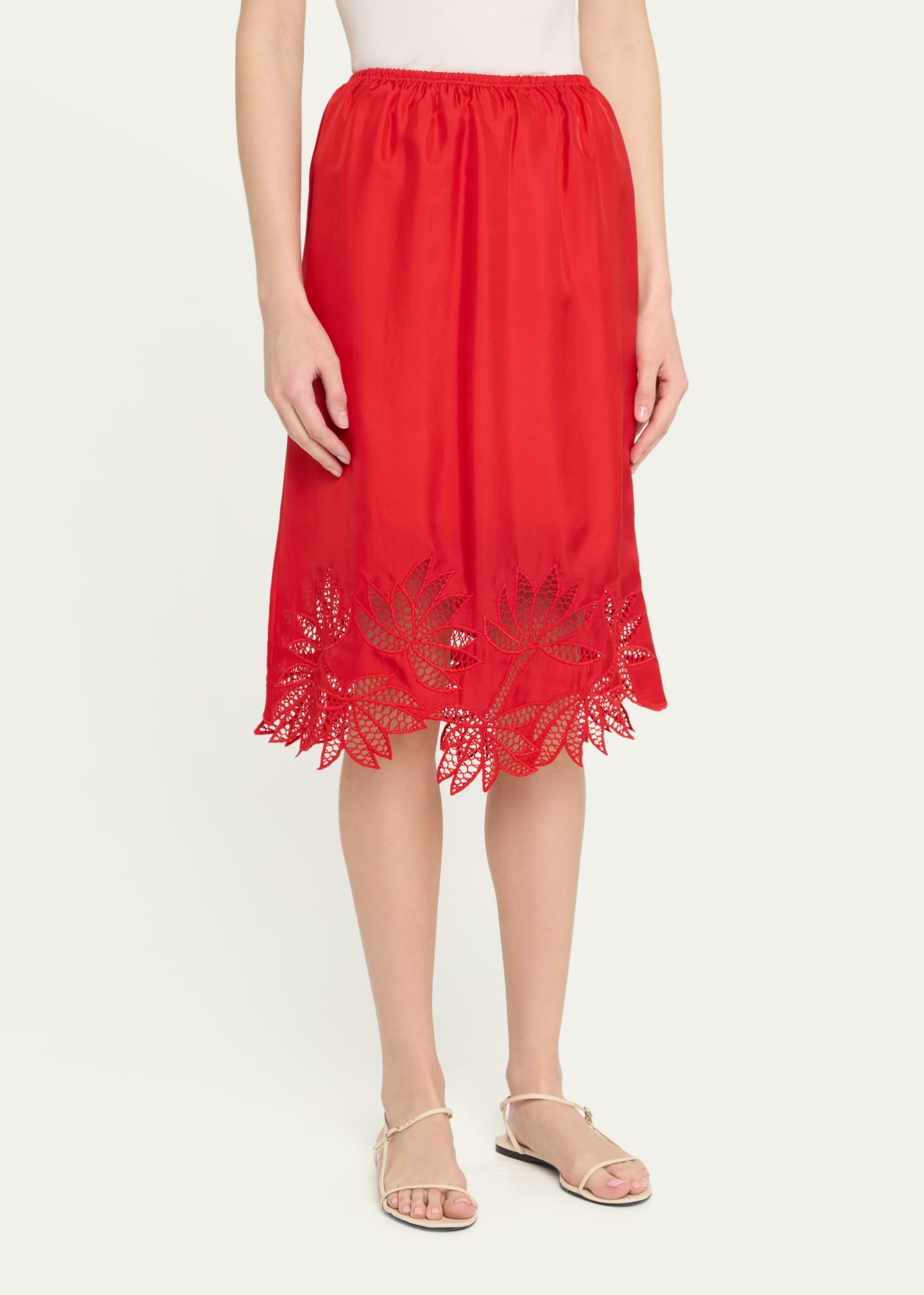 Diotima Coverley Floral Cutout Silk Twill Midi Skirt Image 4 of 5