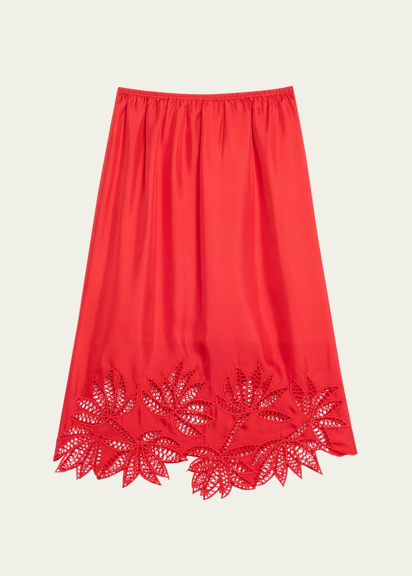 Diotima Coverley Floral Cutout Silk Twill Midi Skirt Image 1 of 5
