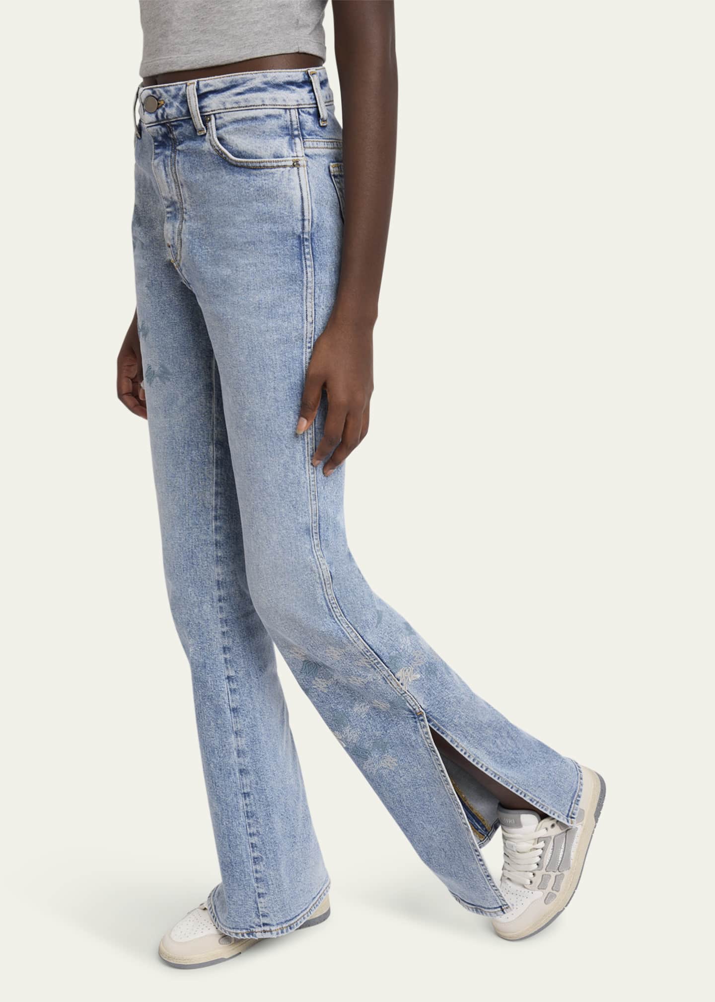 Amiri Skeleton Crystal Suede Low-Top Sneakers Image 2 of 5