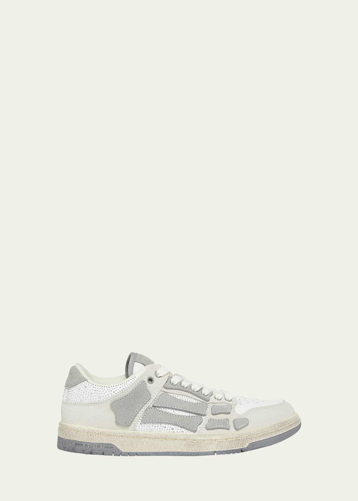 Amiri Skeleton Crystal Suede Low-Top Sneakers Image 1 of 5