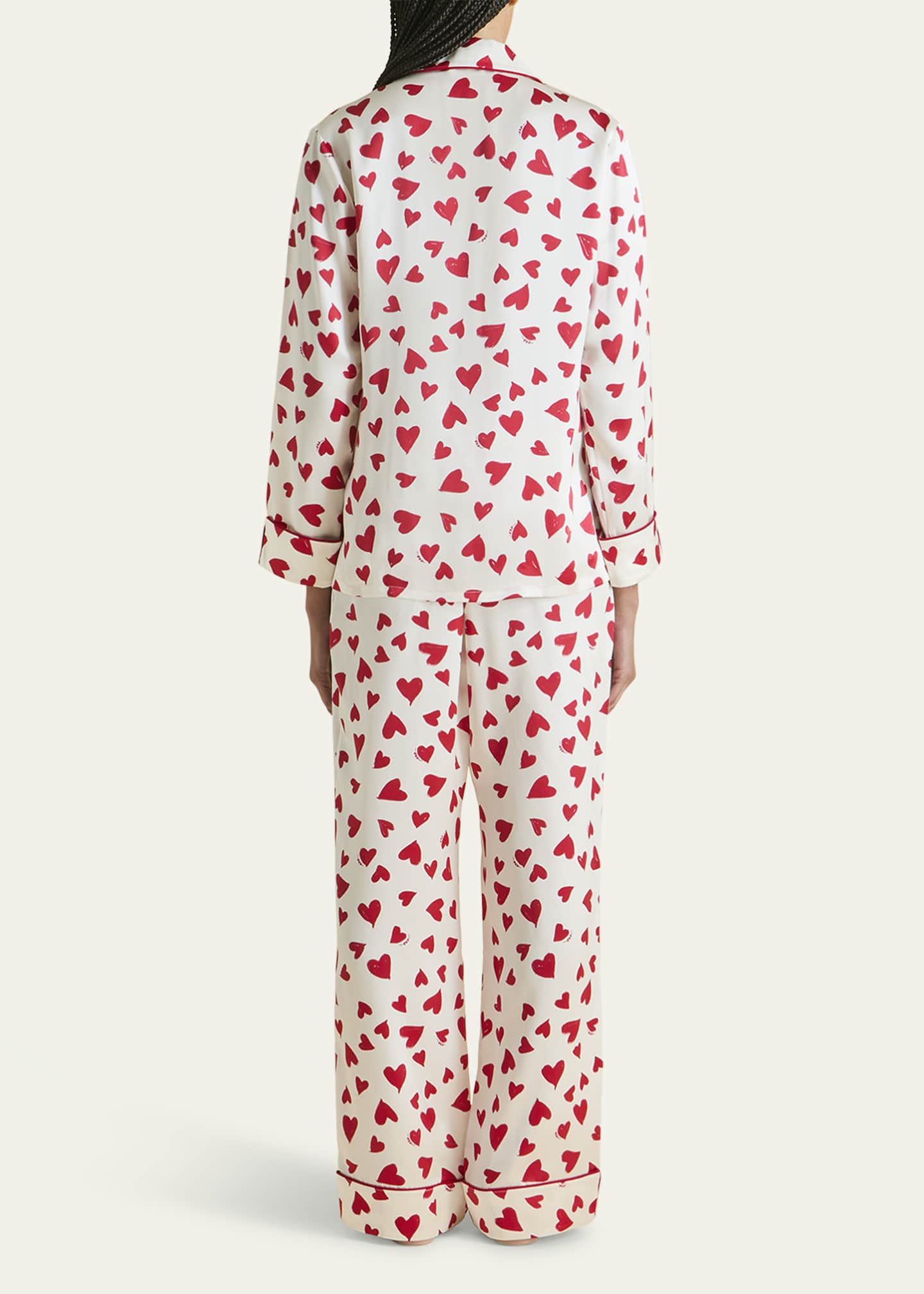 Olivia von Halle Lila Heart-Print Silk Pajama Set Image 3 of 5