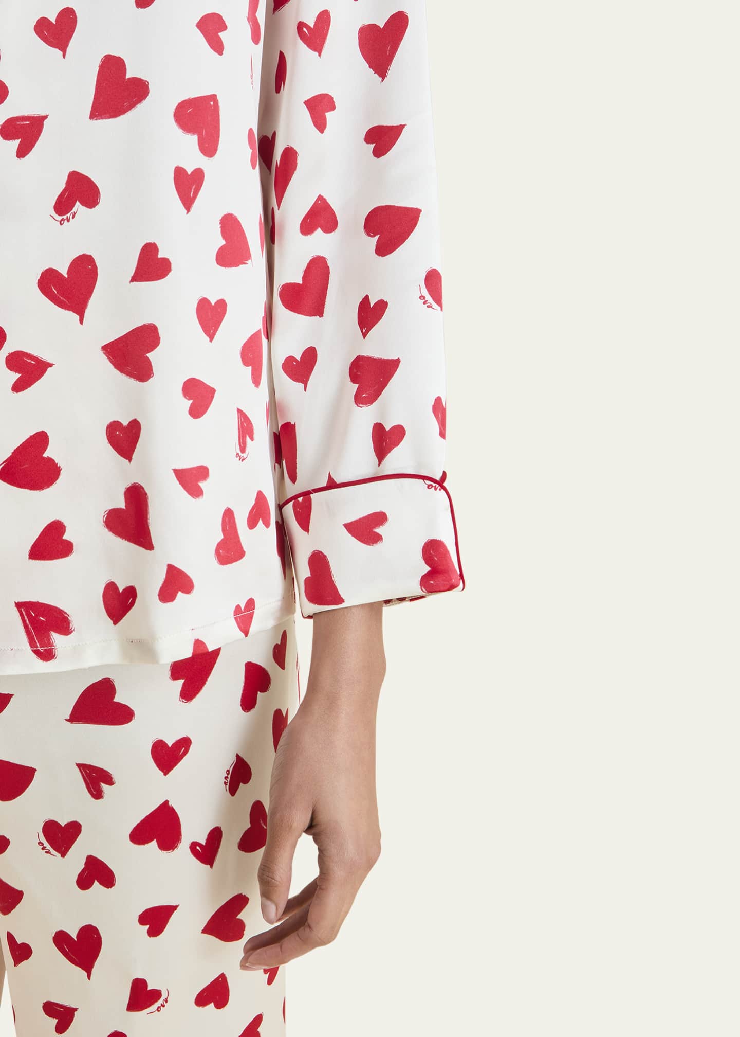 Olivia von Halle Lila Heart-Print Silk Pajama Set Image 5 of 5