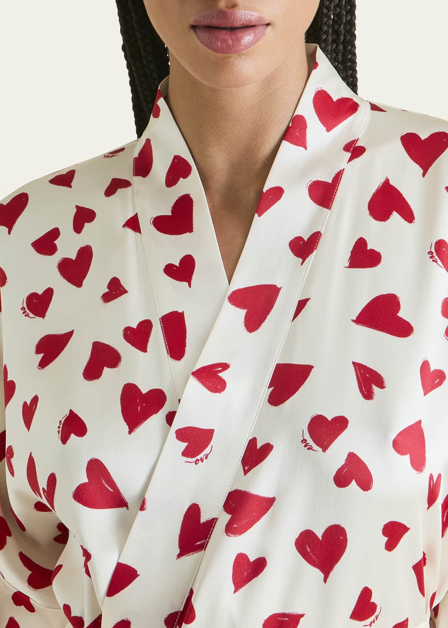Olivia von Halle Queenie Heart-Print Silk Robe Image 4 of 5