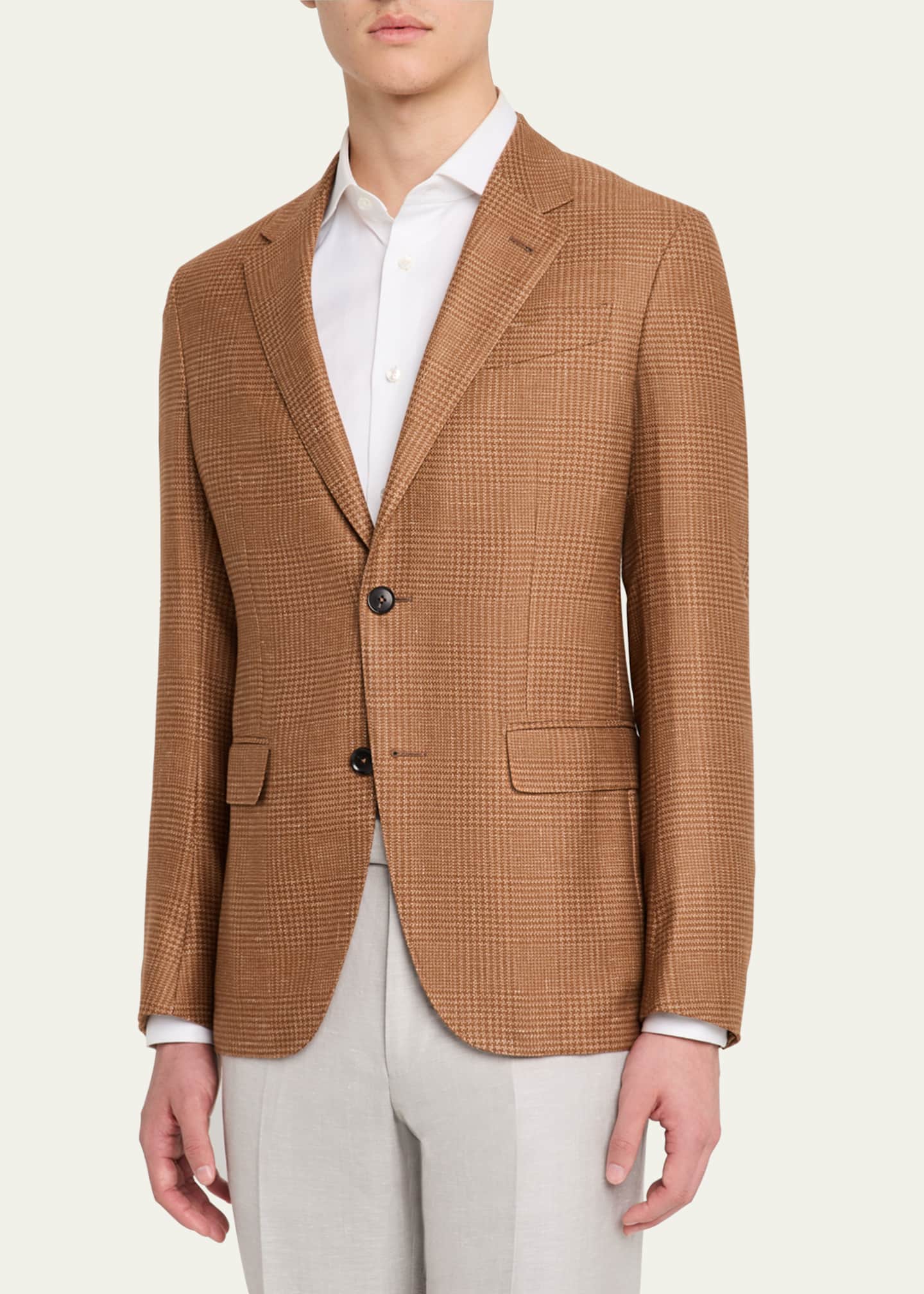 ZEGNA Men's Prince of Wales Sport Coat Image 4 of 6