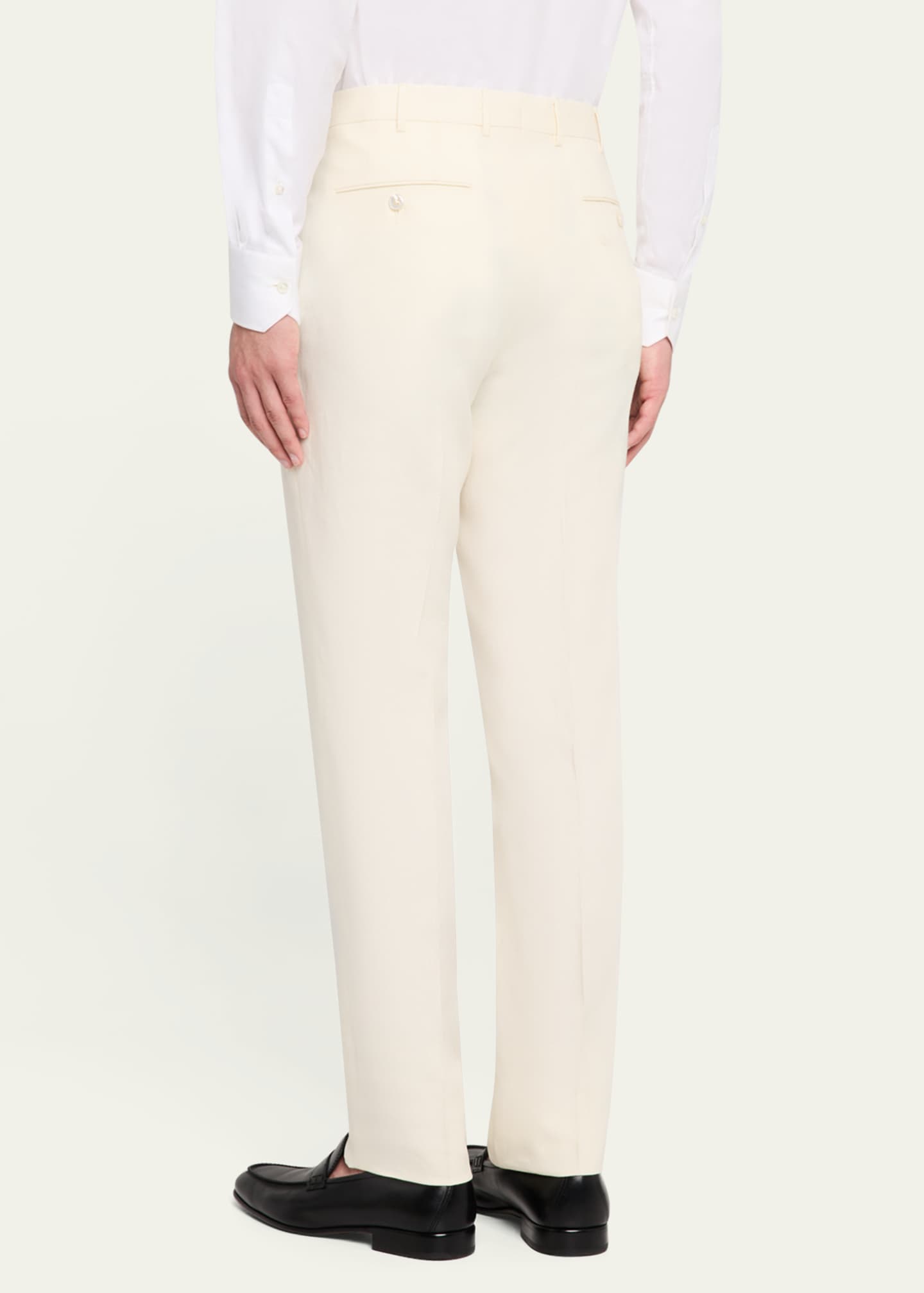 ZEGNA Men's Oasi Lino Flat-Front Trousers Image 3 of 5