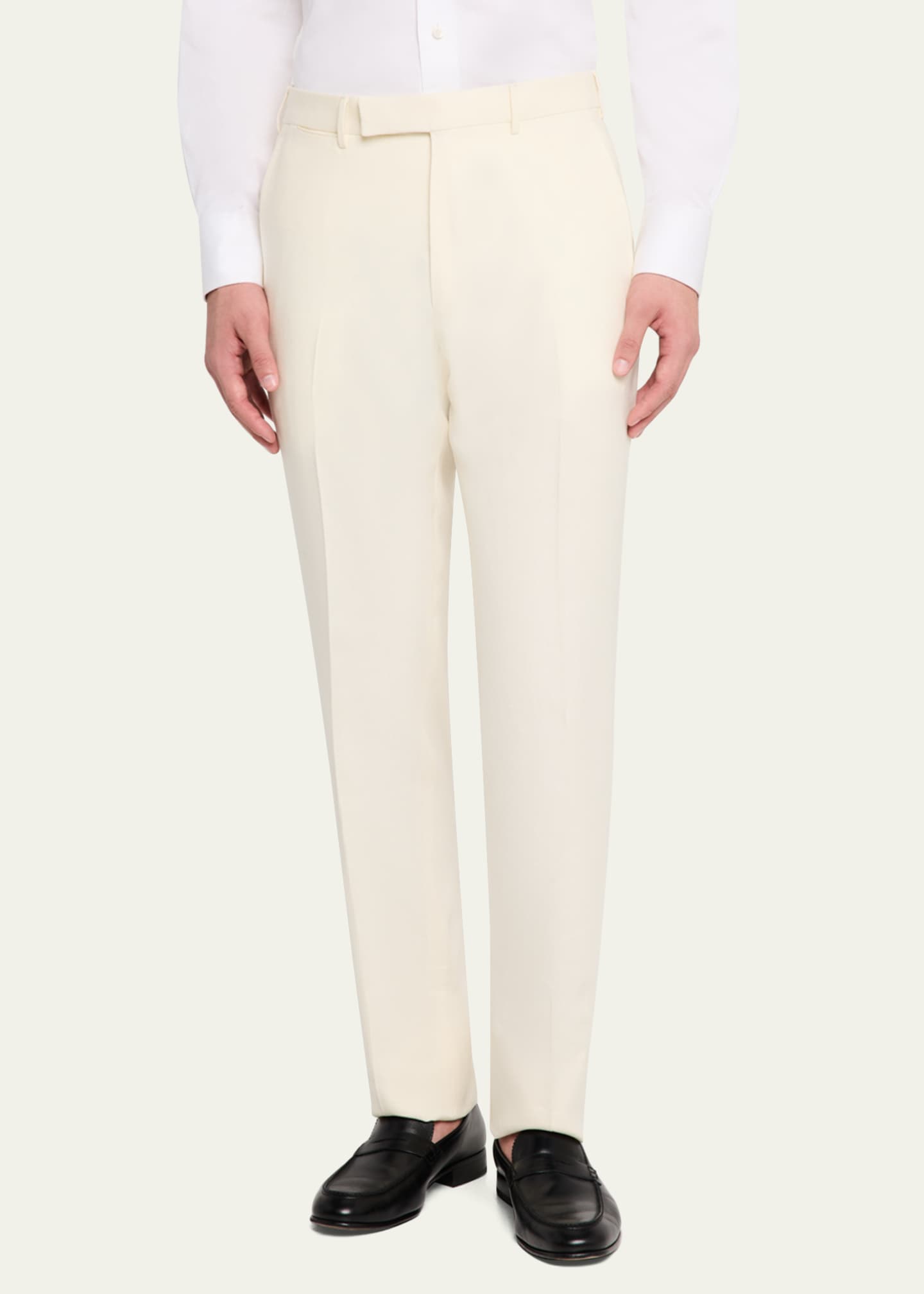 ZEGNA Men's Oasi Lino Flat-Front Trousers Image 4 of 5