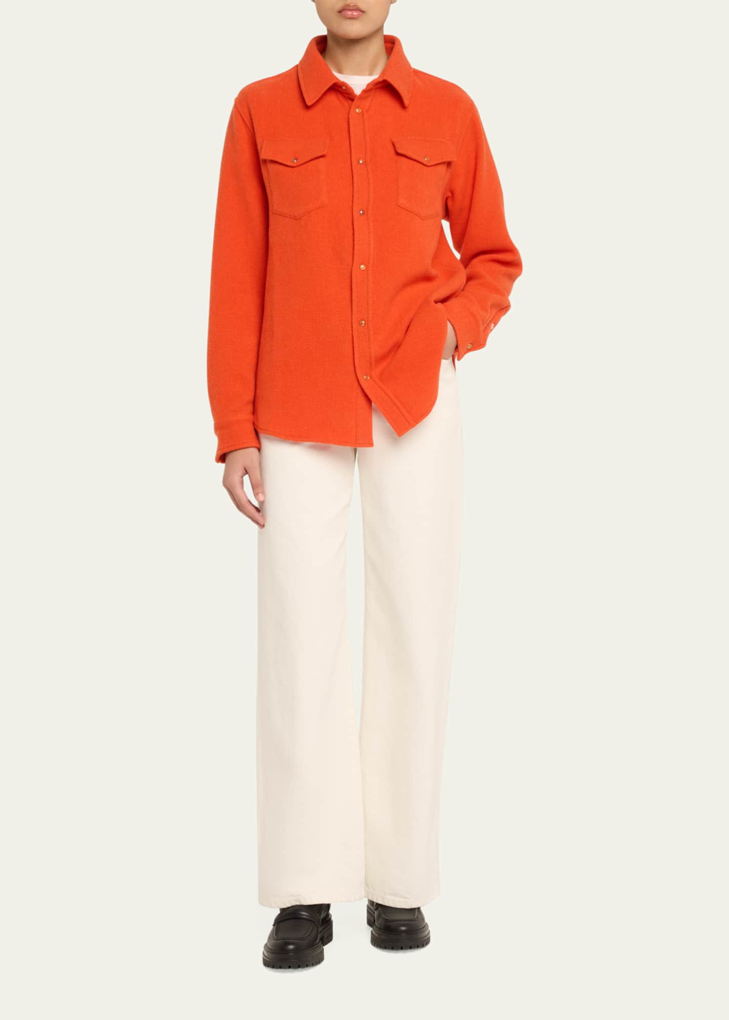 God's True Cashmere Fire Solid Cashmere Shirt Image 2 of 5