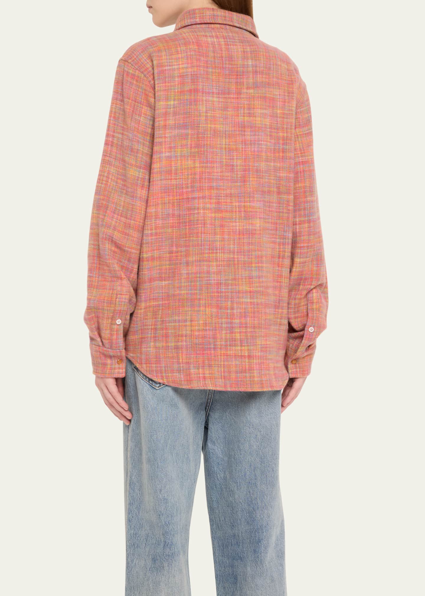 God's True Cashmere Flower Space Dye Tartan Cashmere Shirt Jacket Image 3 of 5