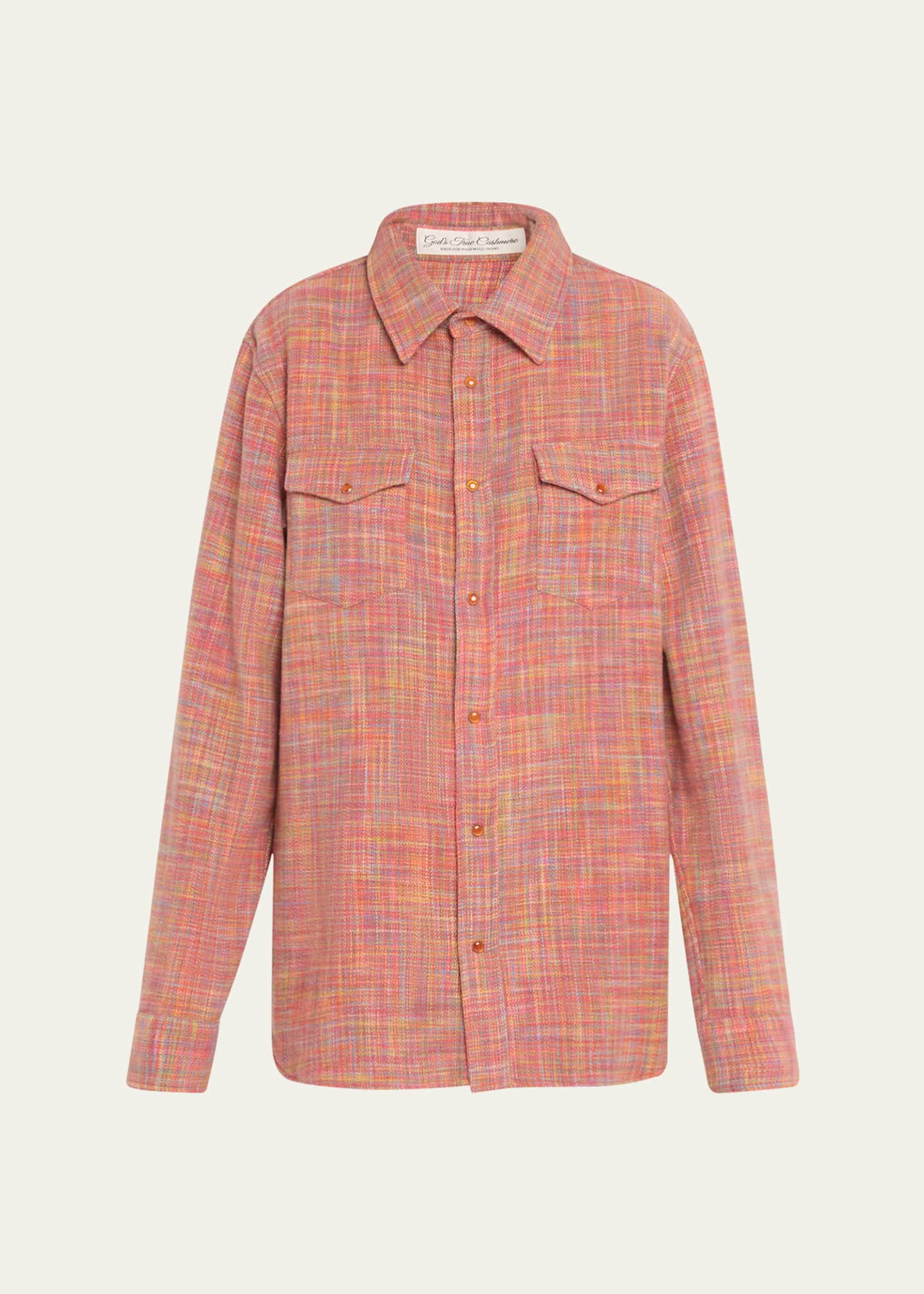 God's True Cashmere Flower Space Dye Tartan Cashmere Shirt Jacket Image 1 of 5