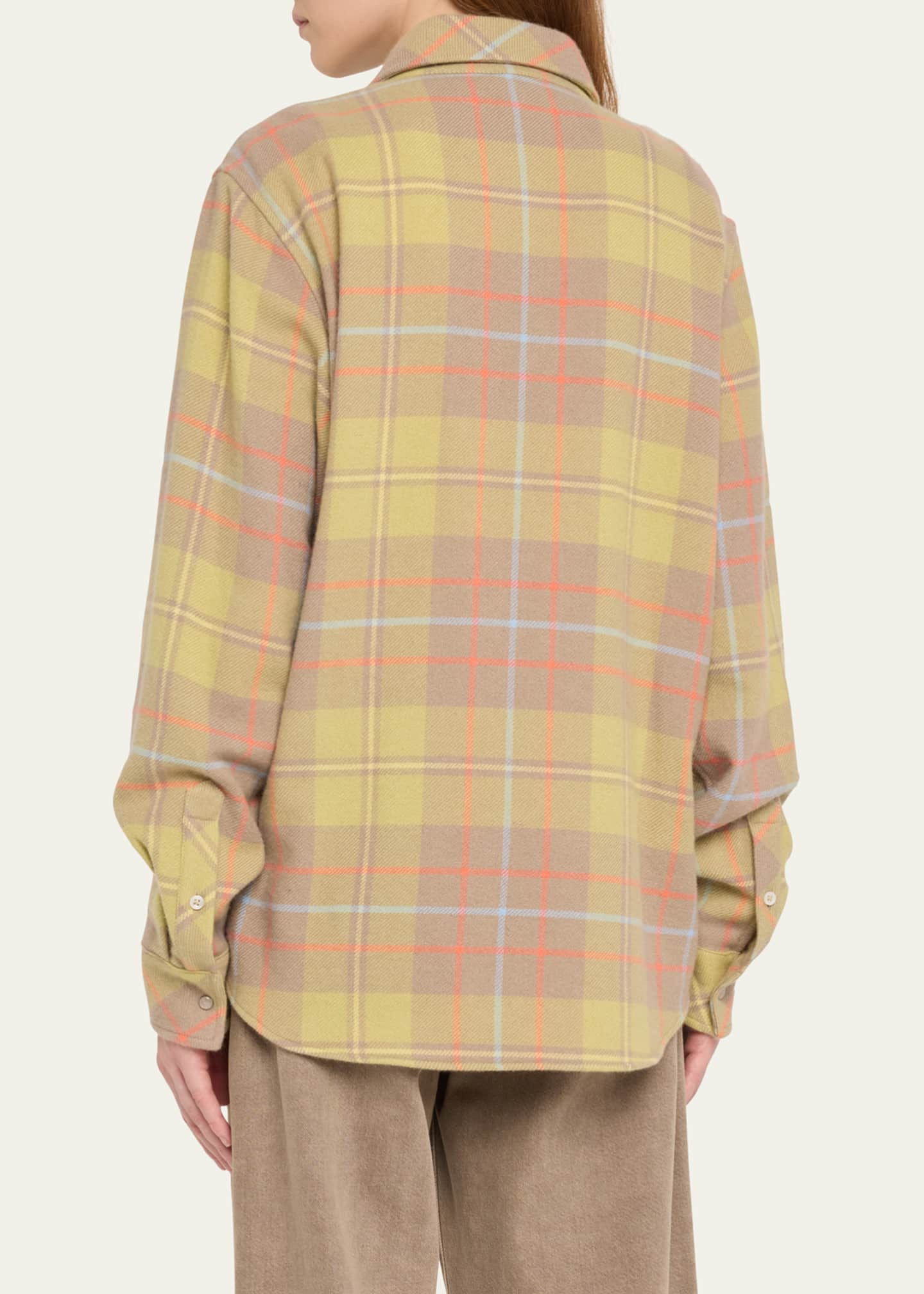God's True Cashmere Earth Tartan Cashmere Button Down Shirt Image 3 of 5