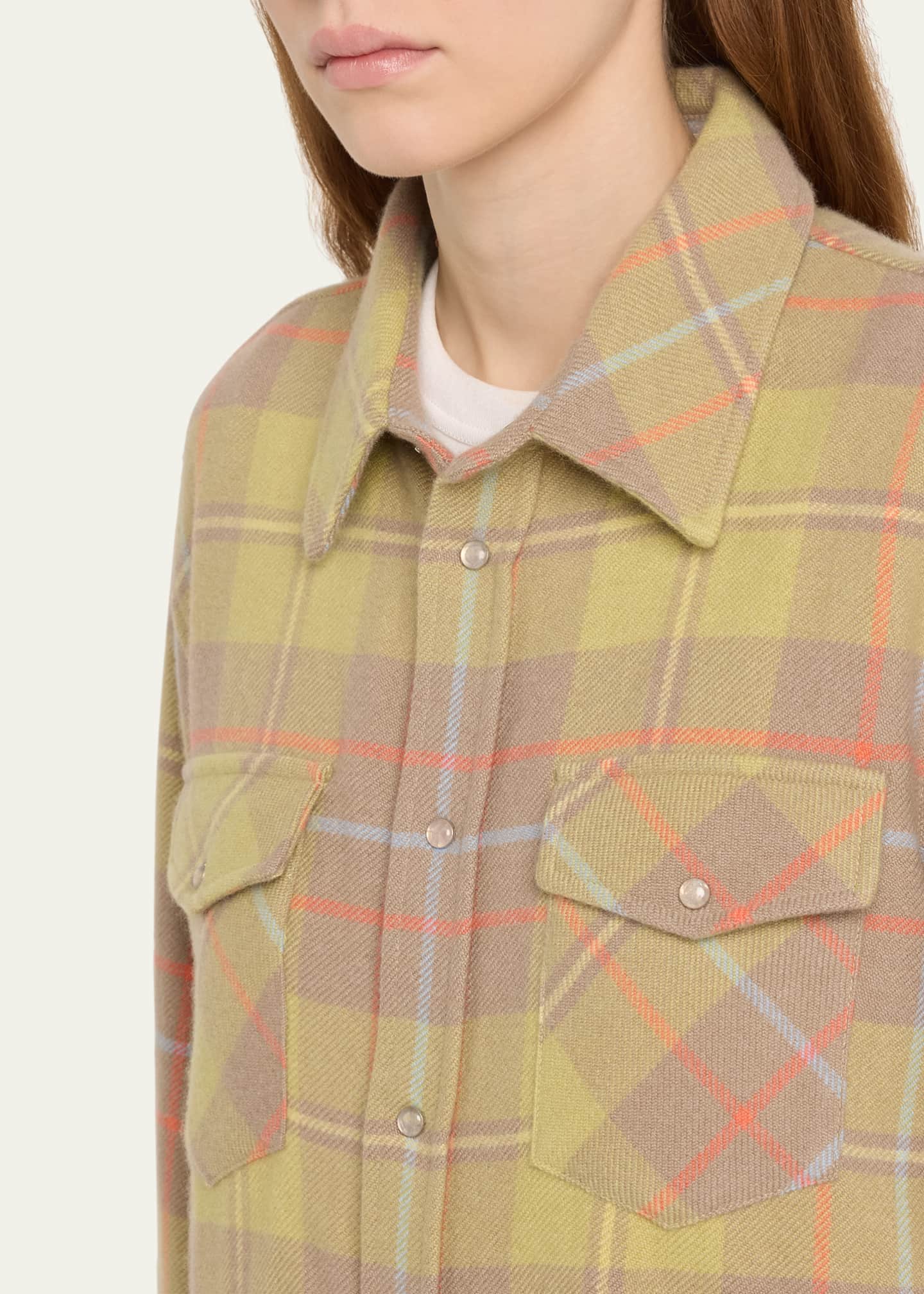 God's True Cashmere Earth Tartan Cashmere Button Down Shirt Image 5 of 5