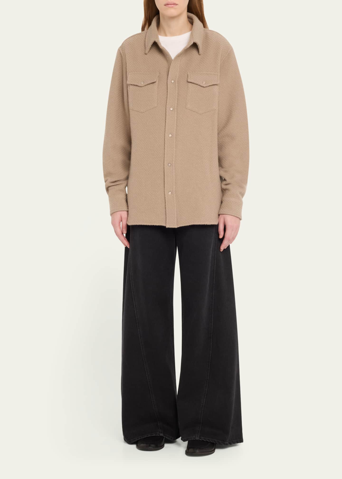 God's True Cashmere Smoke Waffle Cashmere Shirt Jacket Image 2 of 5