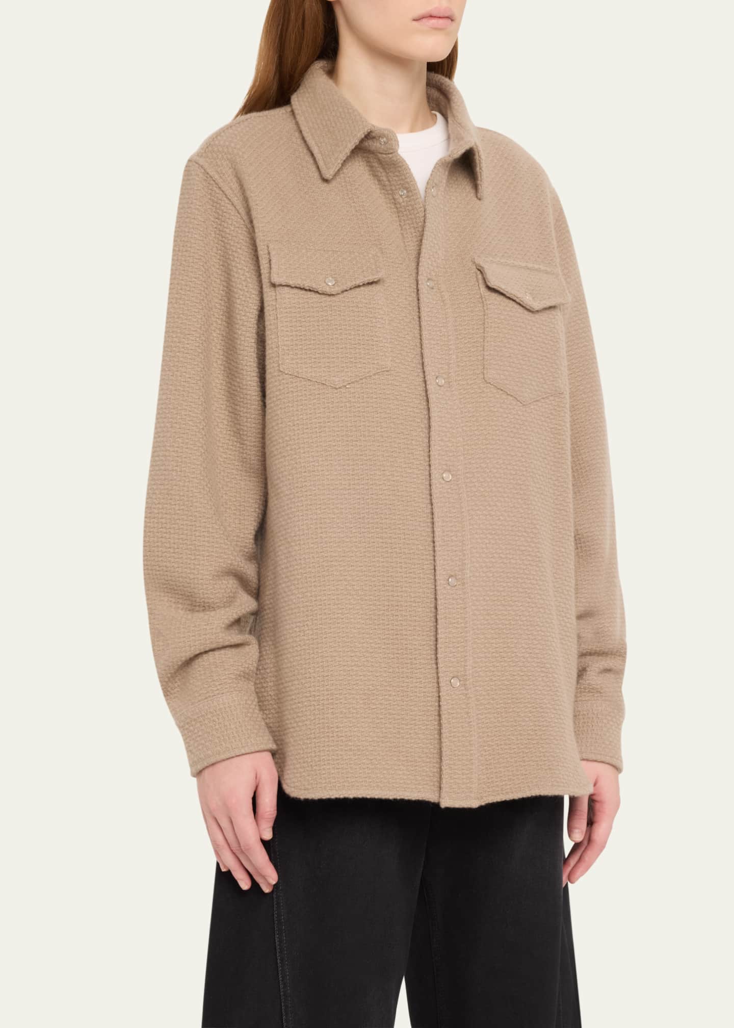God's True Cashmere Smoke Waffle Cashmere Shirt Jacket Image 4 of 5