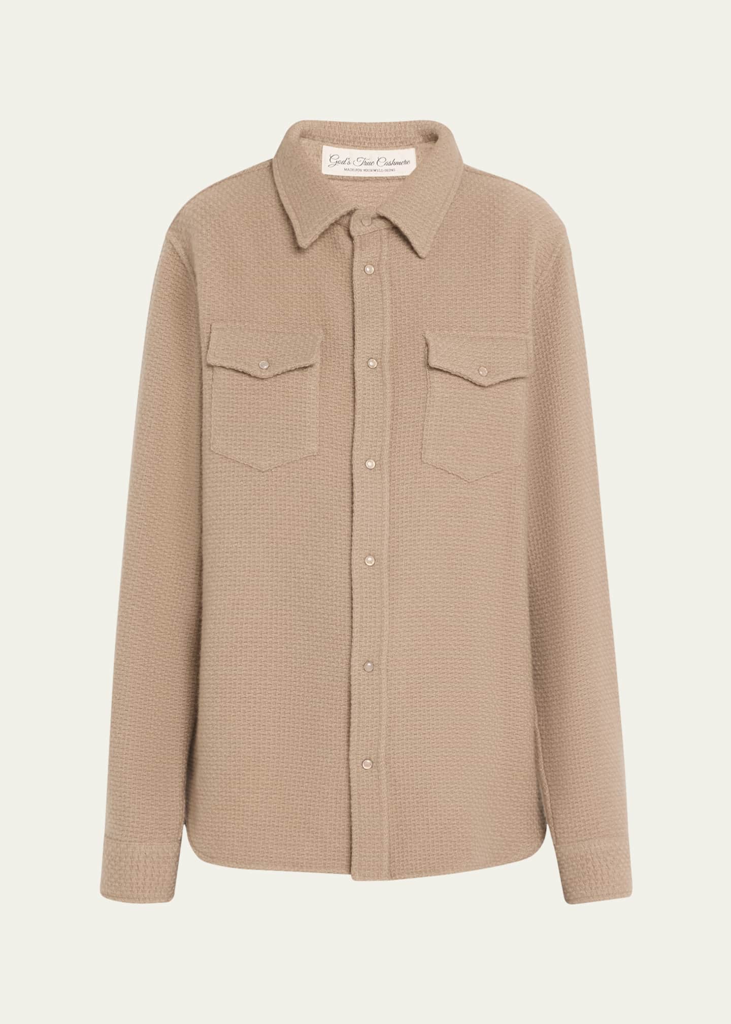 God's True Cashmere Smoke Waffle Cashmere Shirt Jacket Image 1 of 5