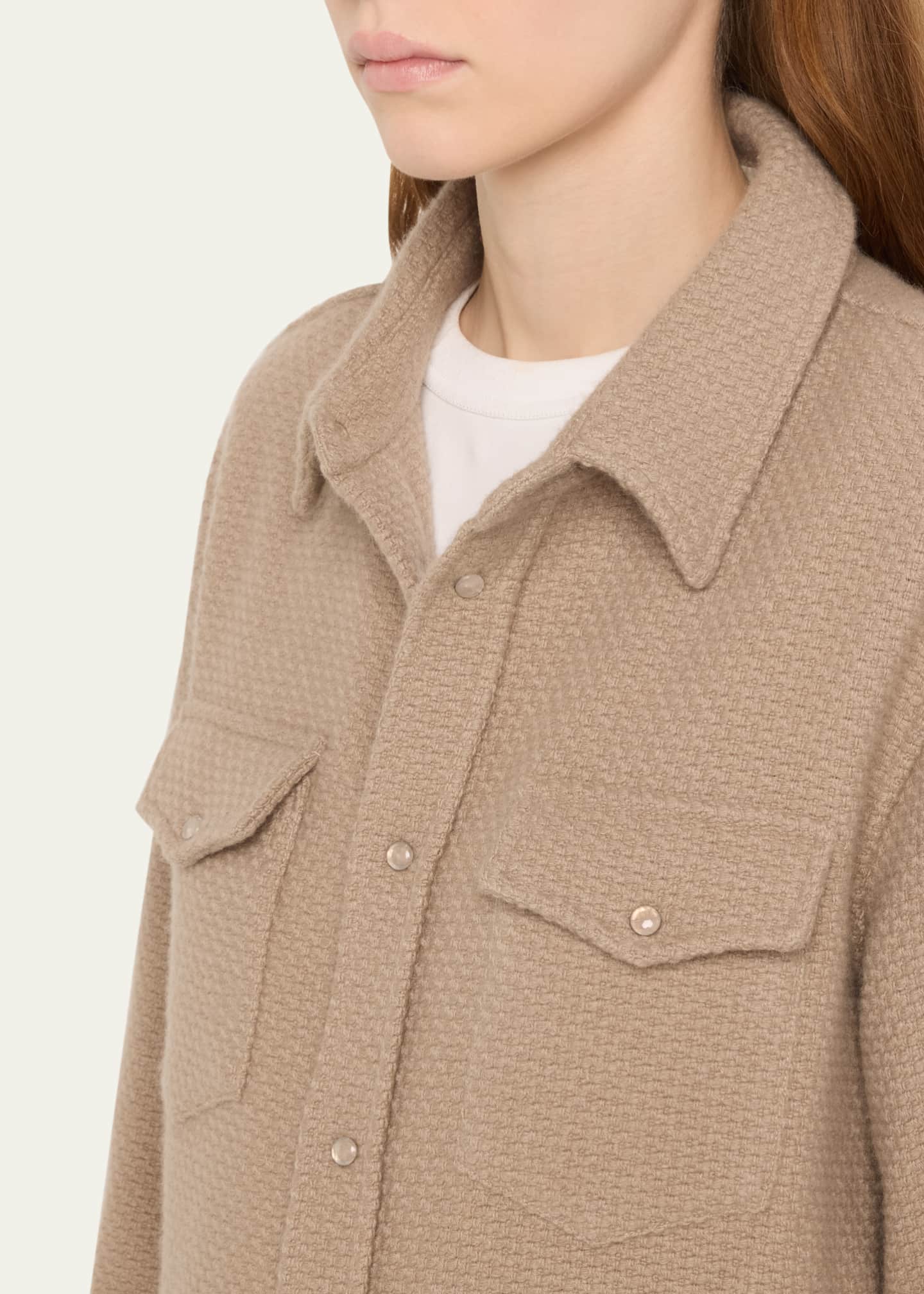 God's True Cashmere Smoke Waffle Cashmere Shirt Jacket Image 5 of 5