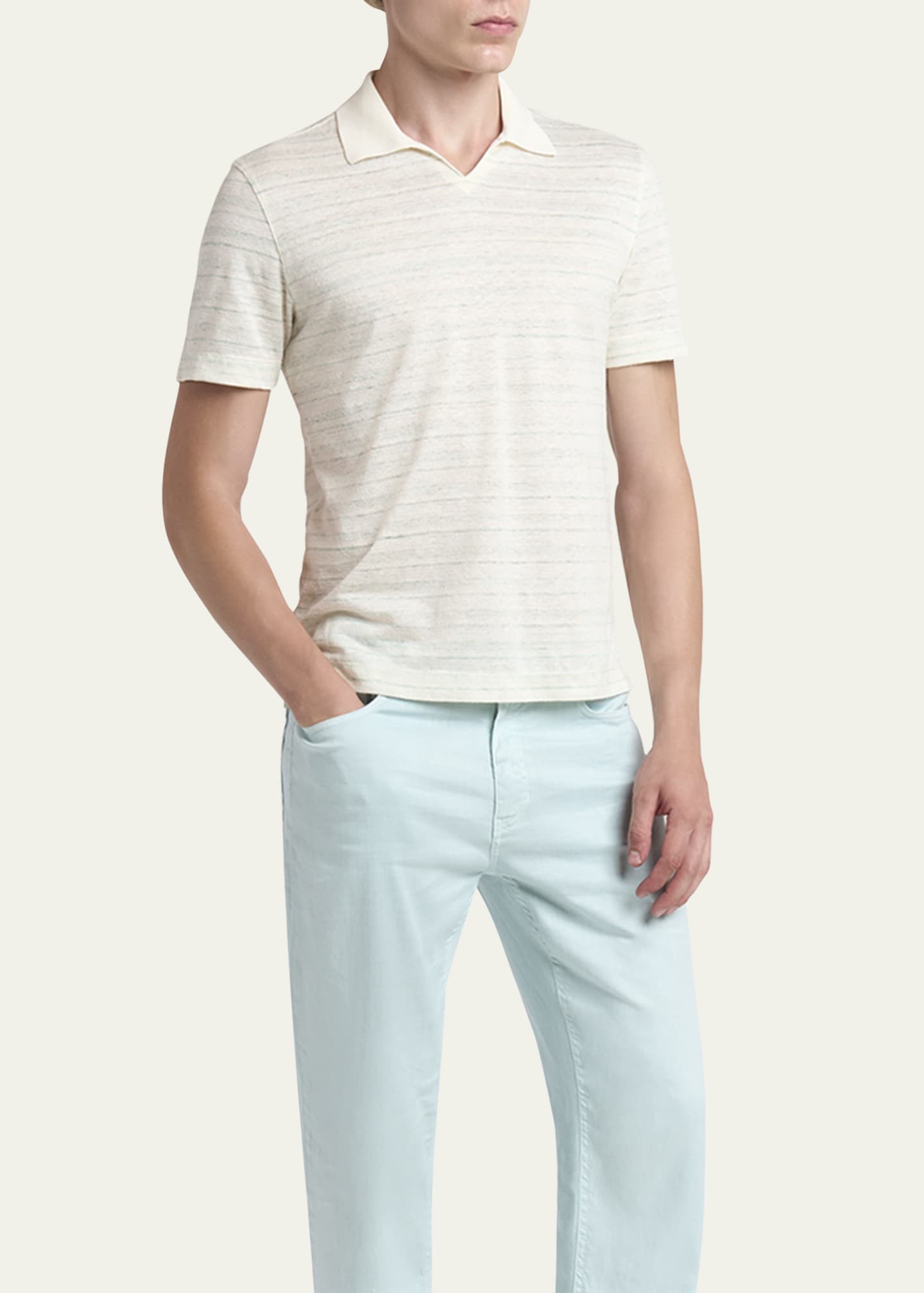 ZEGNA Men's Striped Polo Shirt Image 4 of 5